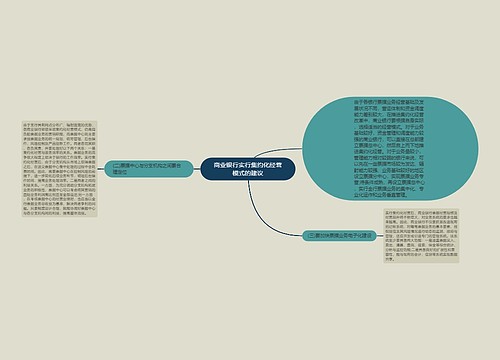 商业银行实行集约化经营模式的建议