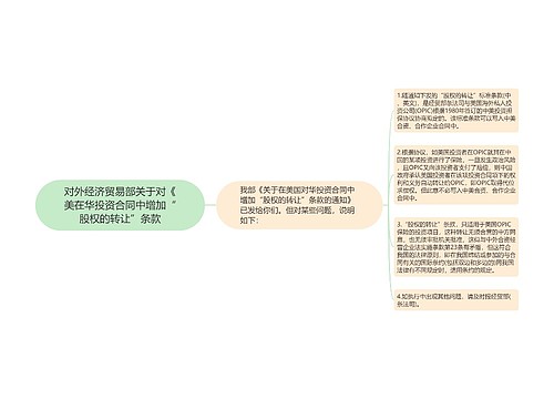 对外经济贸易部关于对《美在华投资合同中增加“股权的转让”条款