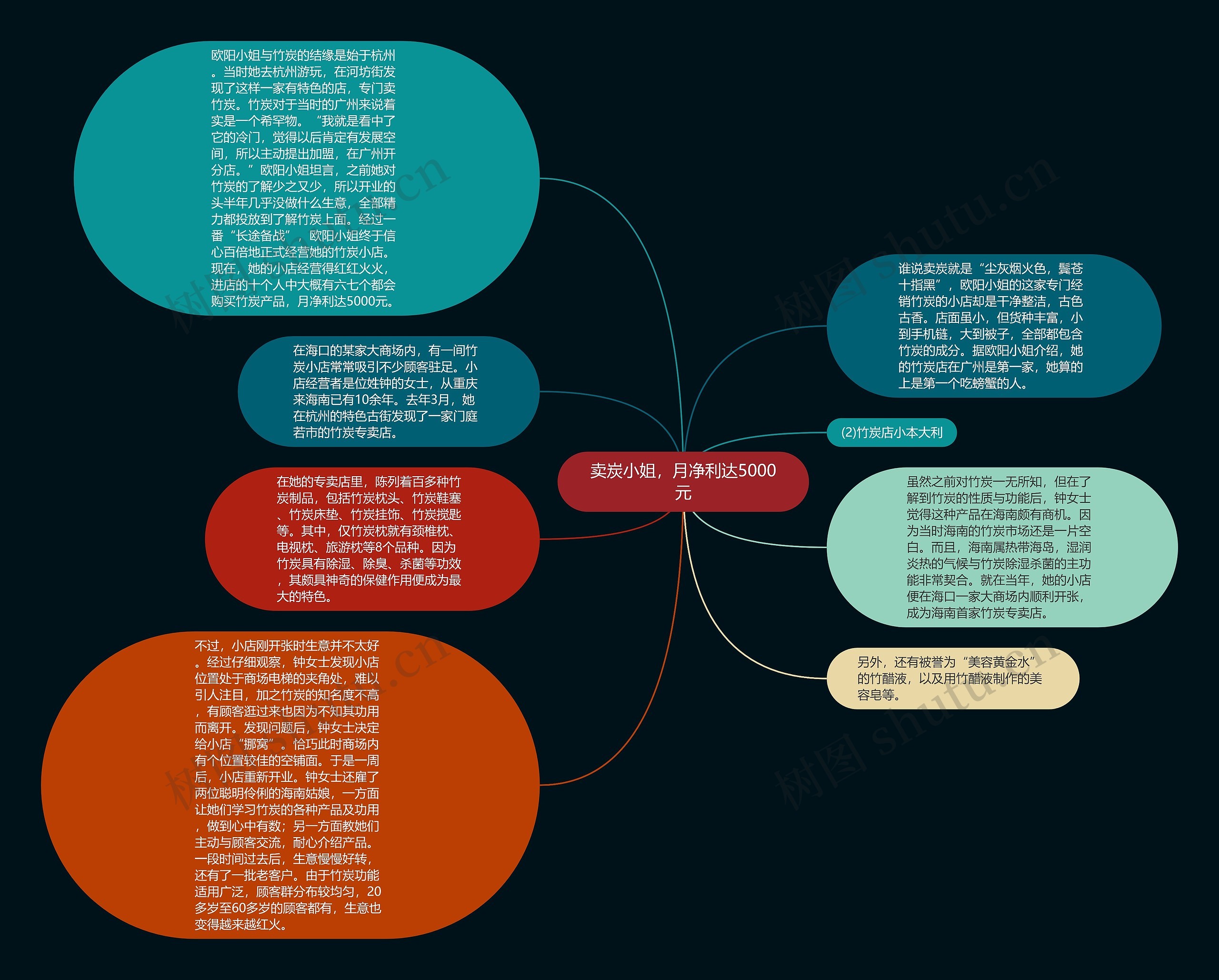 卖炭小姐，月净利达5000元思维导图