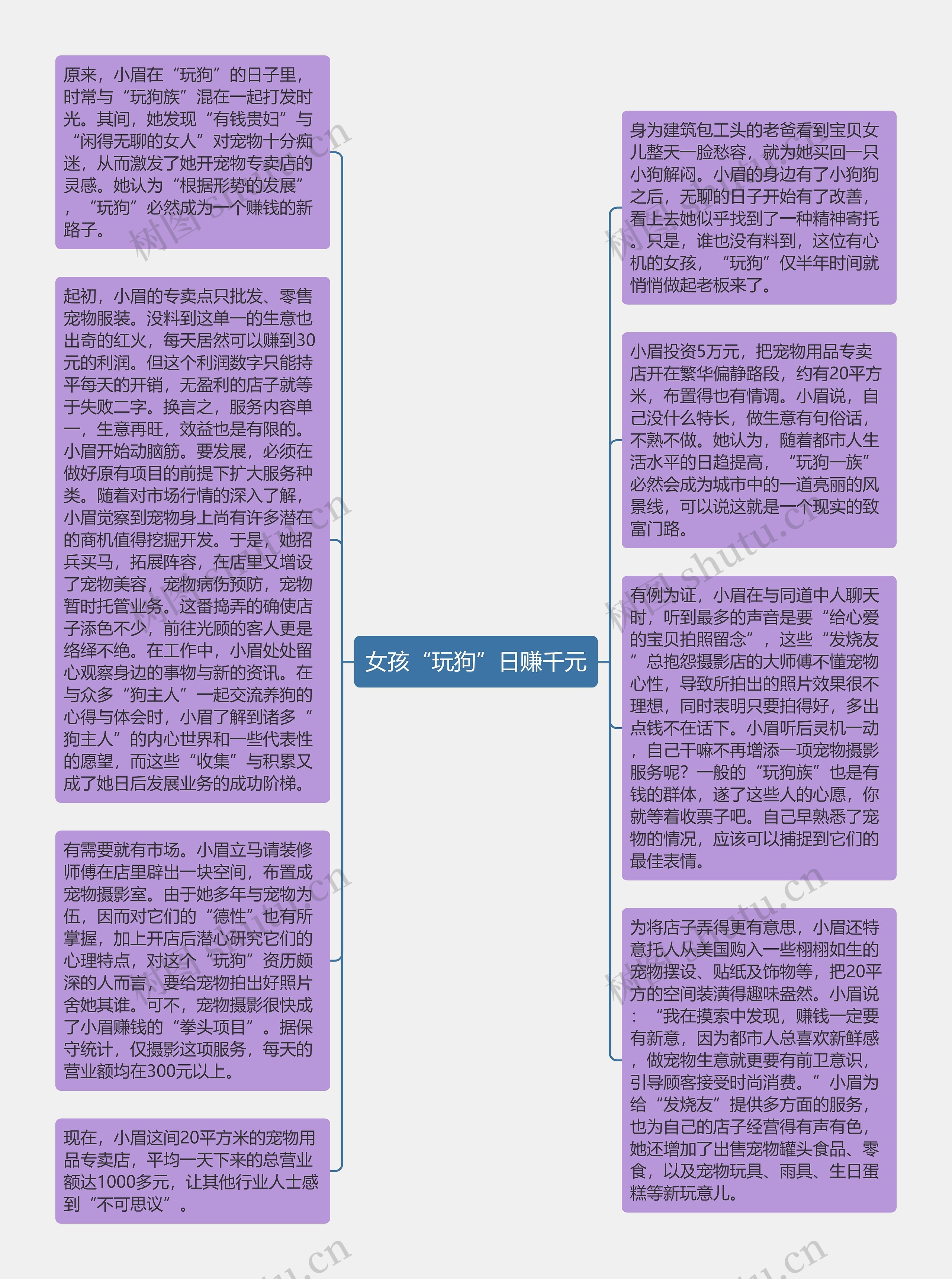 女孩“玩狗”日赚千元思维导图