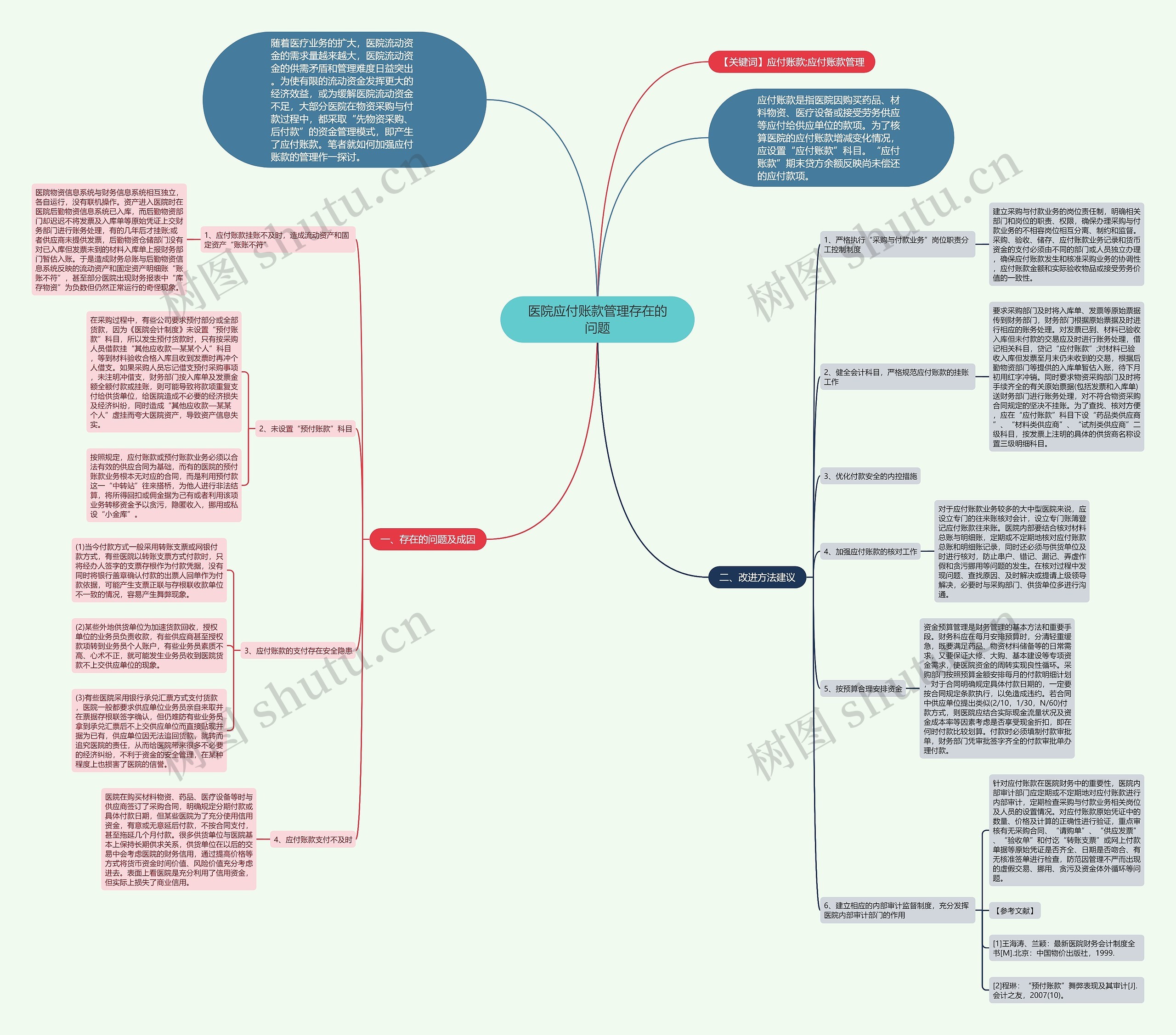 医院应付账款管理存在的问题思维导图