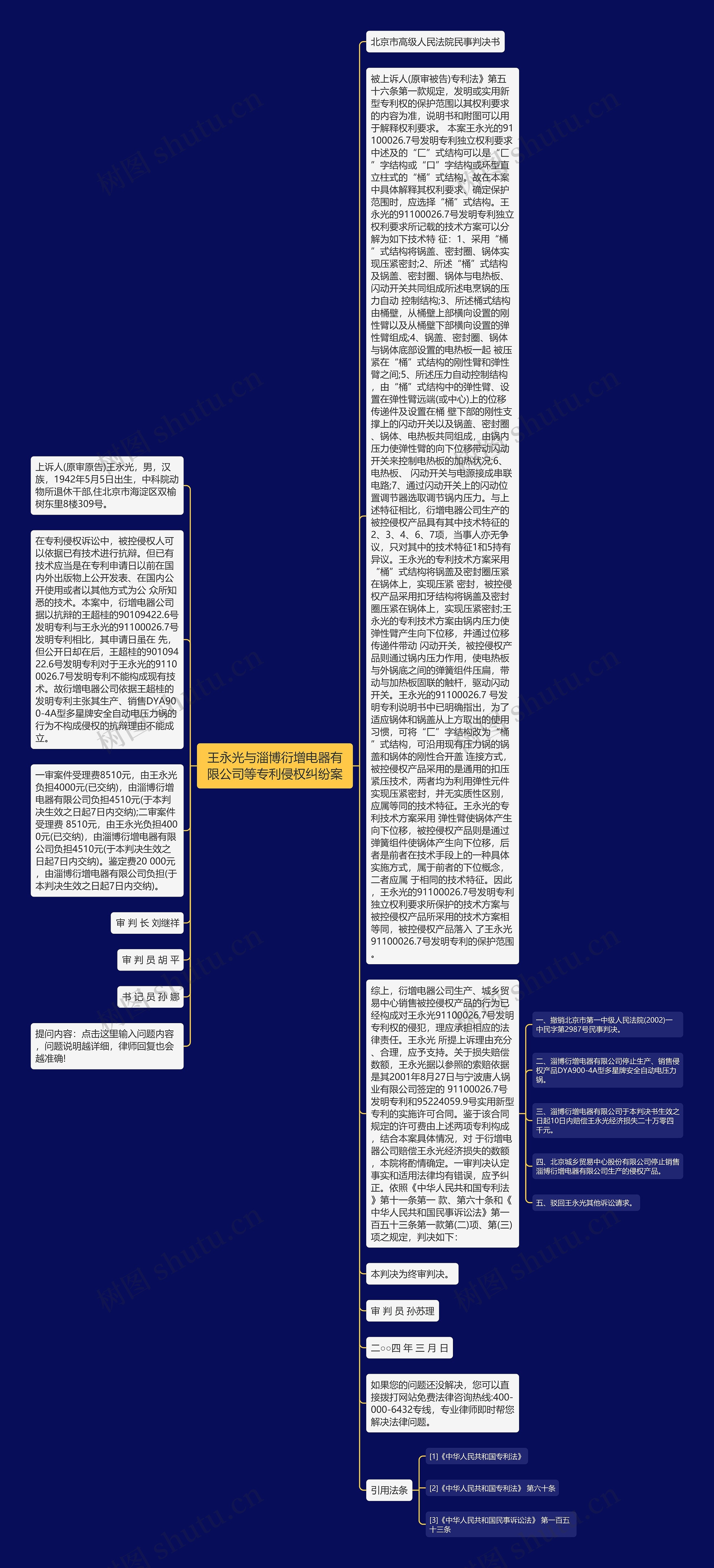 王永光与淄博衍增电器有限公司等专利侵权纠纷案思维导图