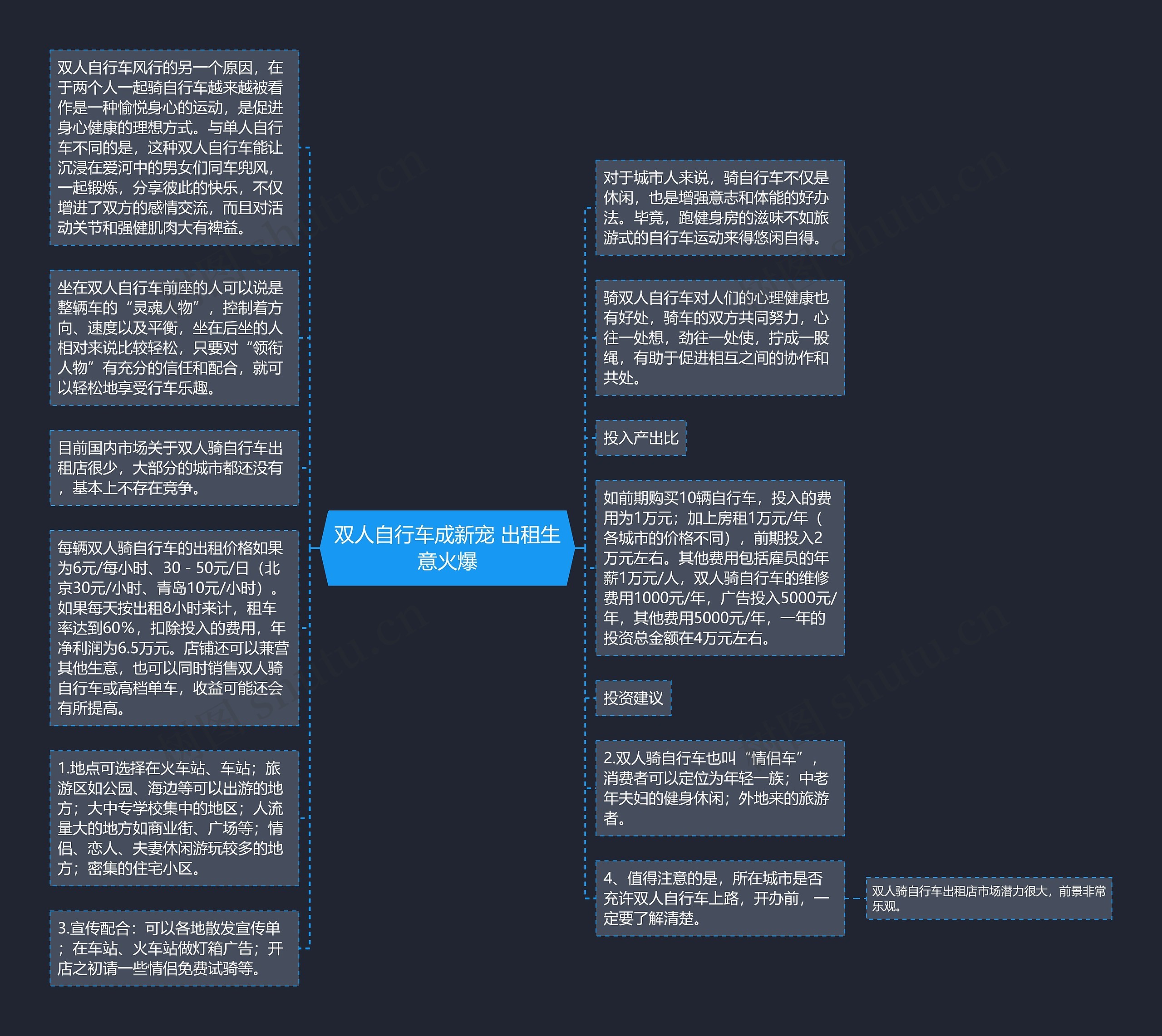 双人自行车成新宠 出租生意火爆思维导图