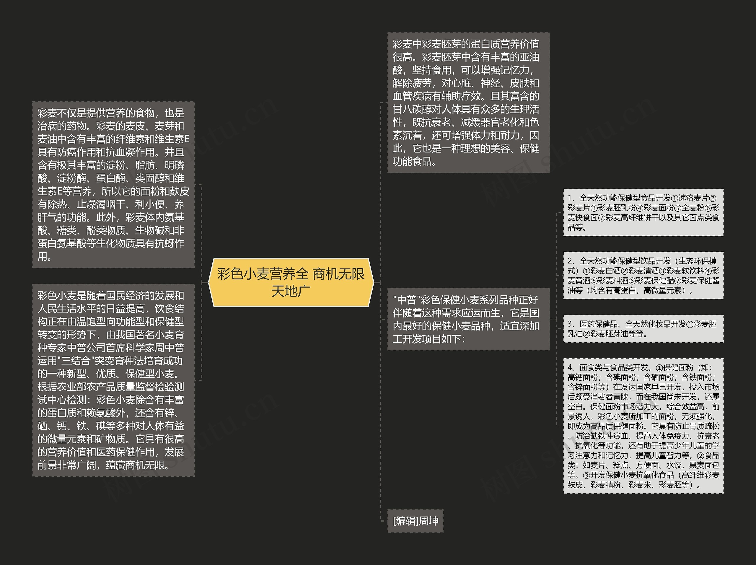 彩色小麦营养全 商机无限天地广思维导图