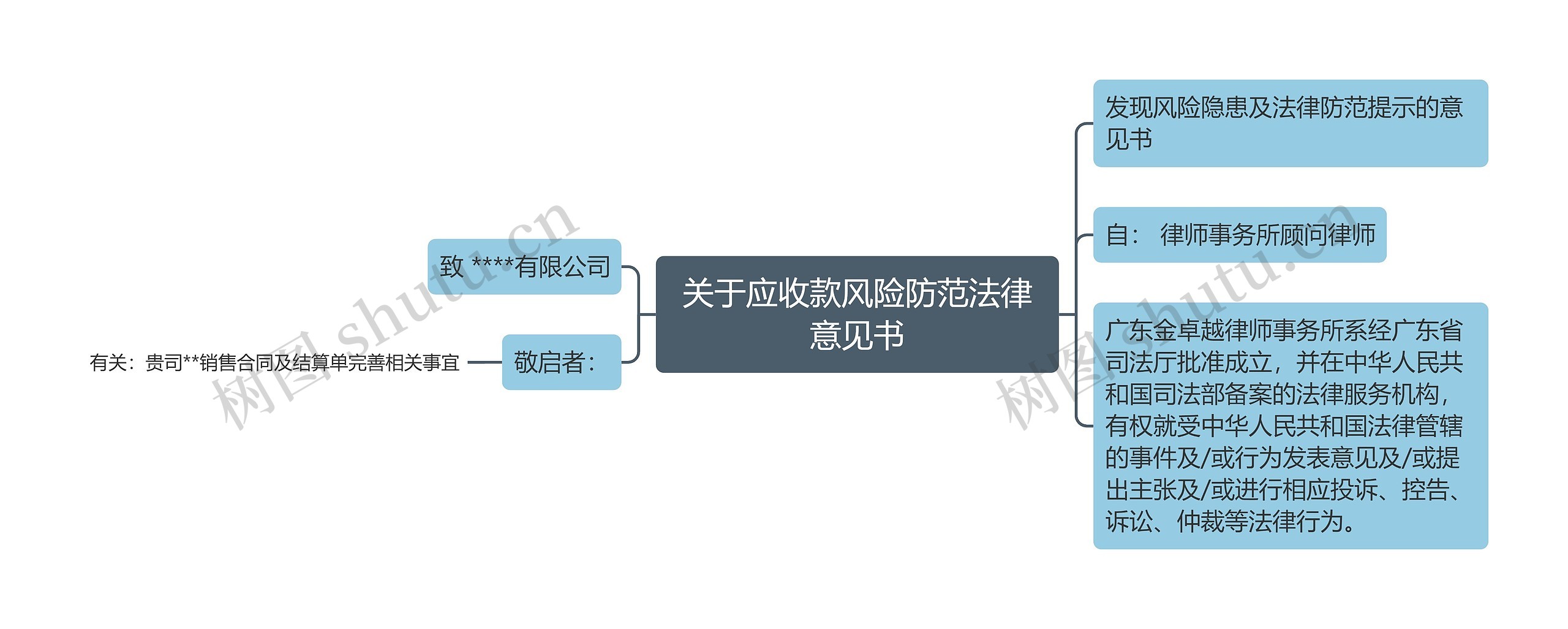 关于应收款风险防范法律意见书思维导图