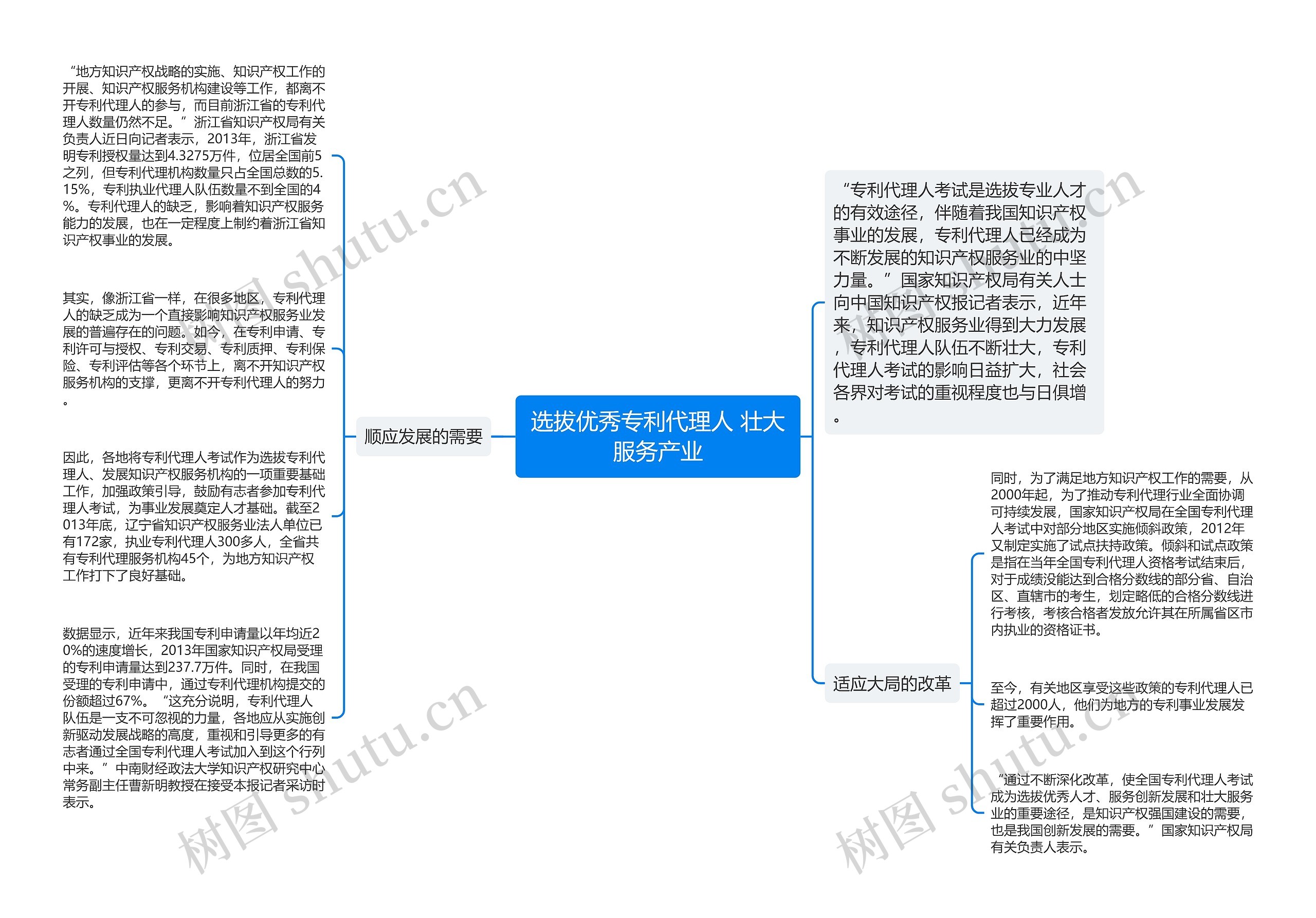 选拔优秀专利代理人 壮大服务产业思维导图