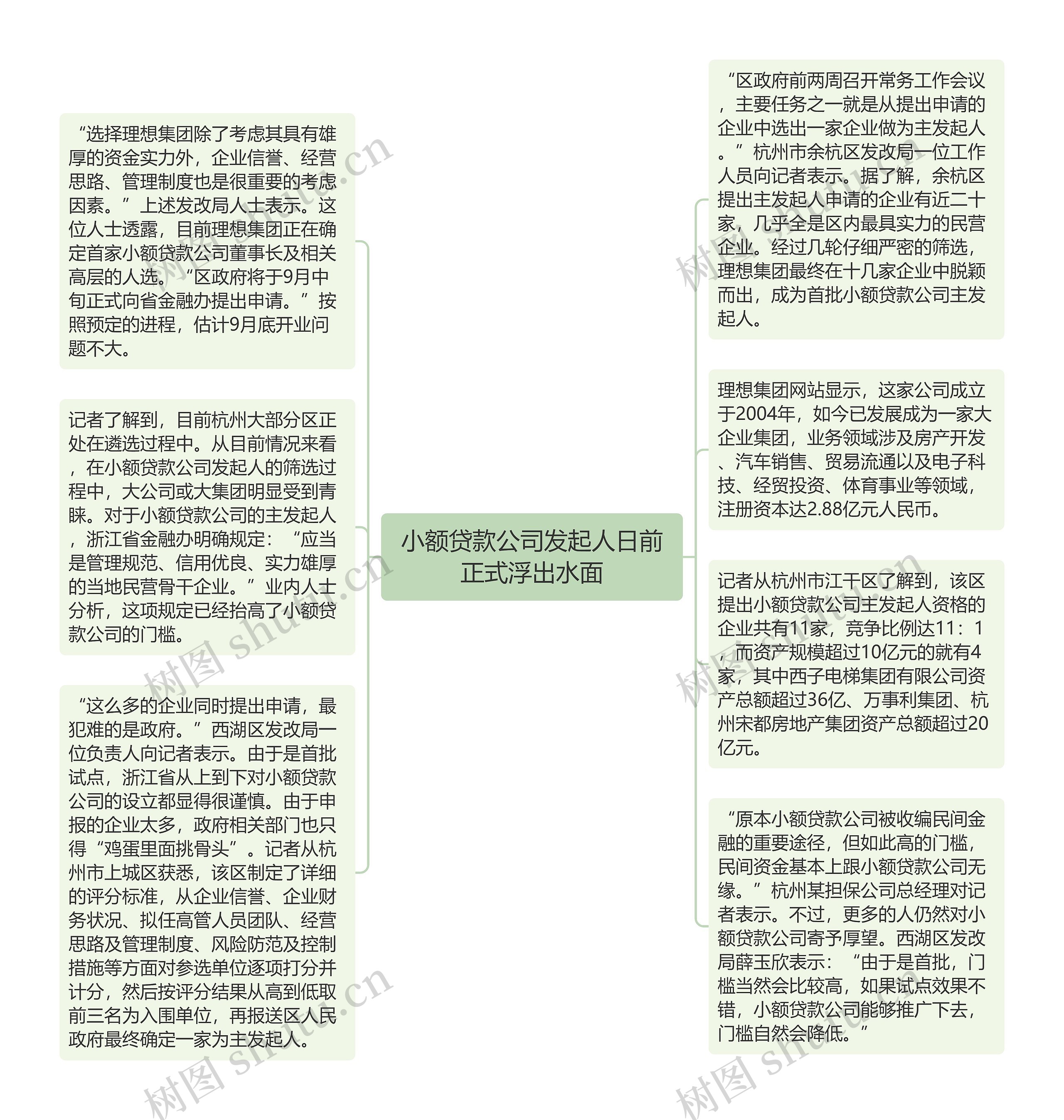 小额贷款公司发起人日前正式浮出水面思维导图