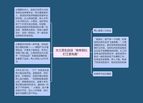 大三男生自诩“做老板比打工更有趣”