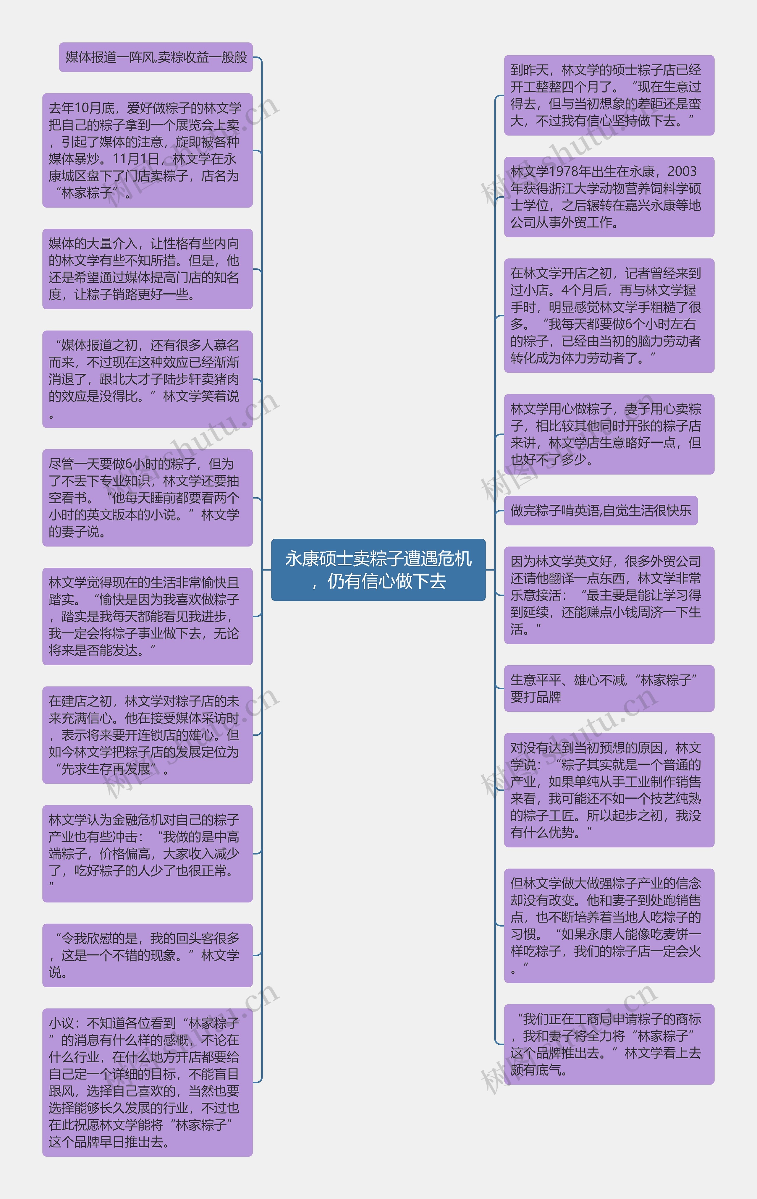 永康硕士卖粽子遭遇危机，仍有信心做下去思维导图