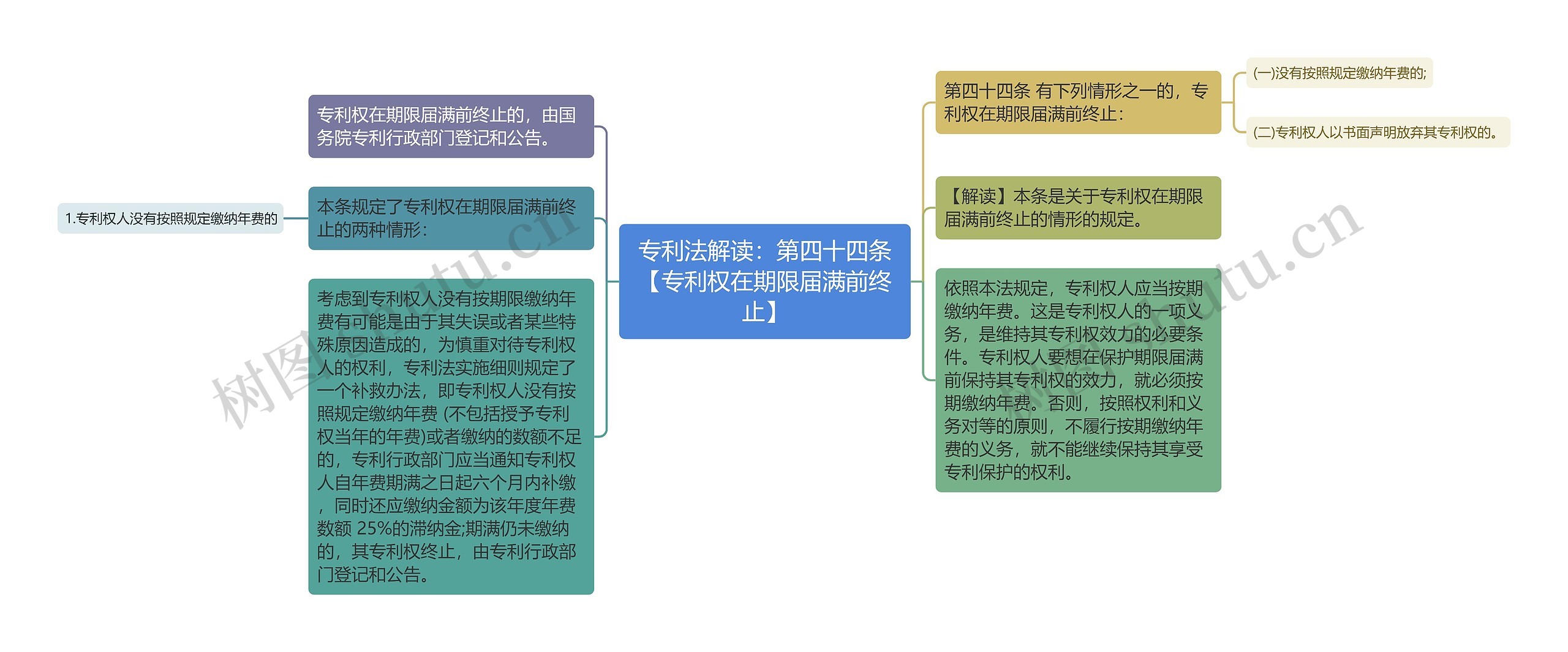 专利法解读：第四十四条【专利权在期限届满前终止】思维导图