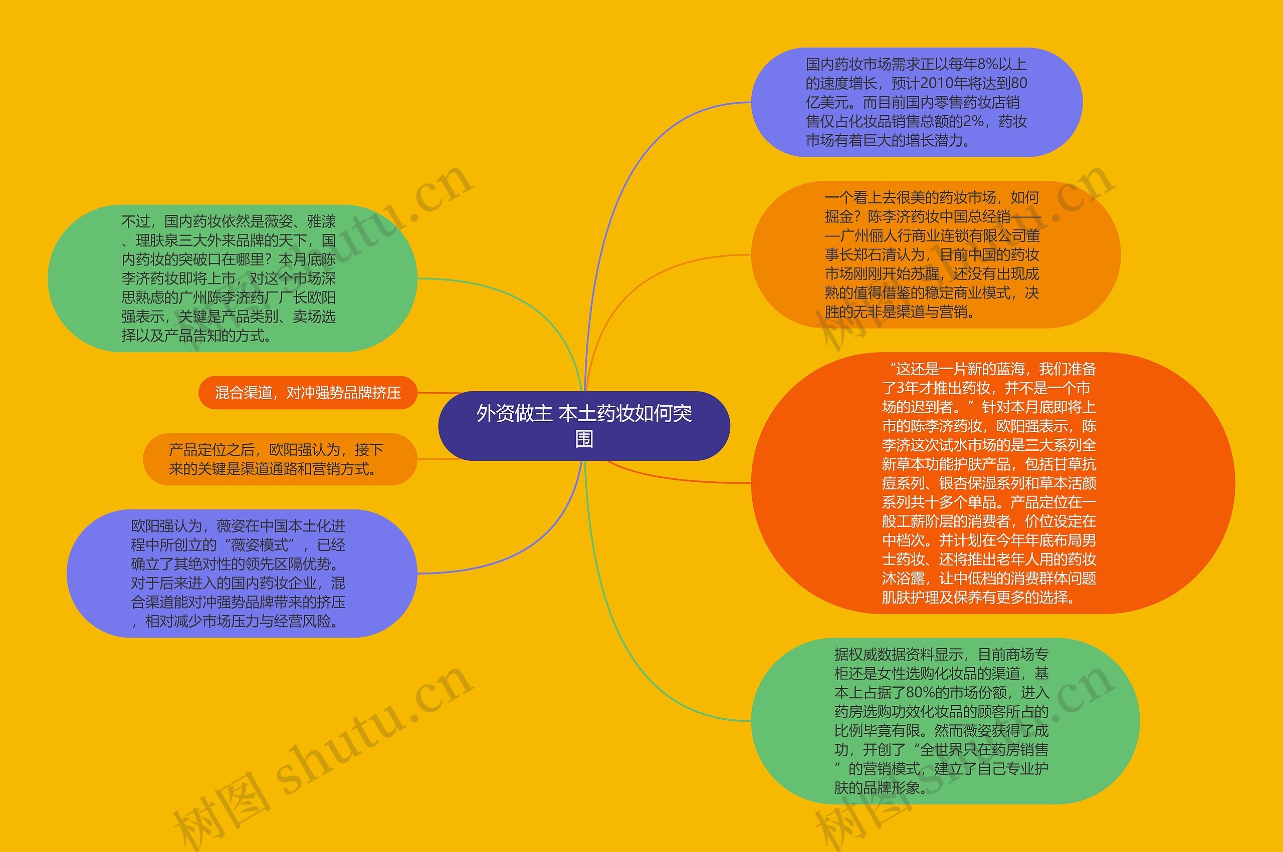 外资做主 本土药妆如何突围思维导图