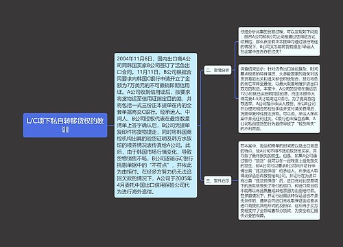 L/C项下私自转移货权的教训