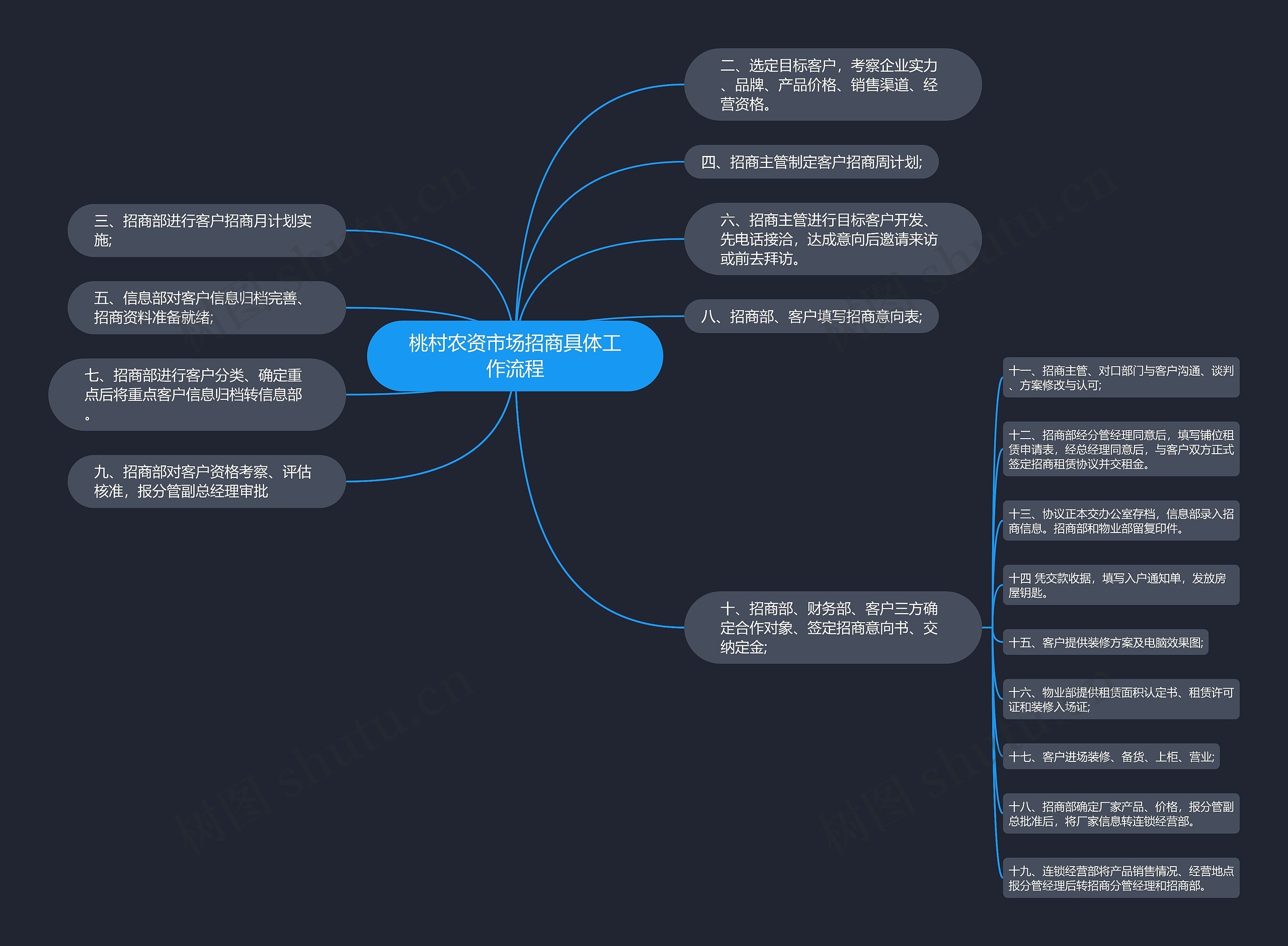 桃村农资市场招商具体工作流程思维导图高清图 桃村农资市场招商具体工作流程思维导图