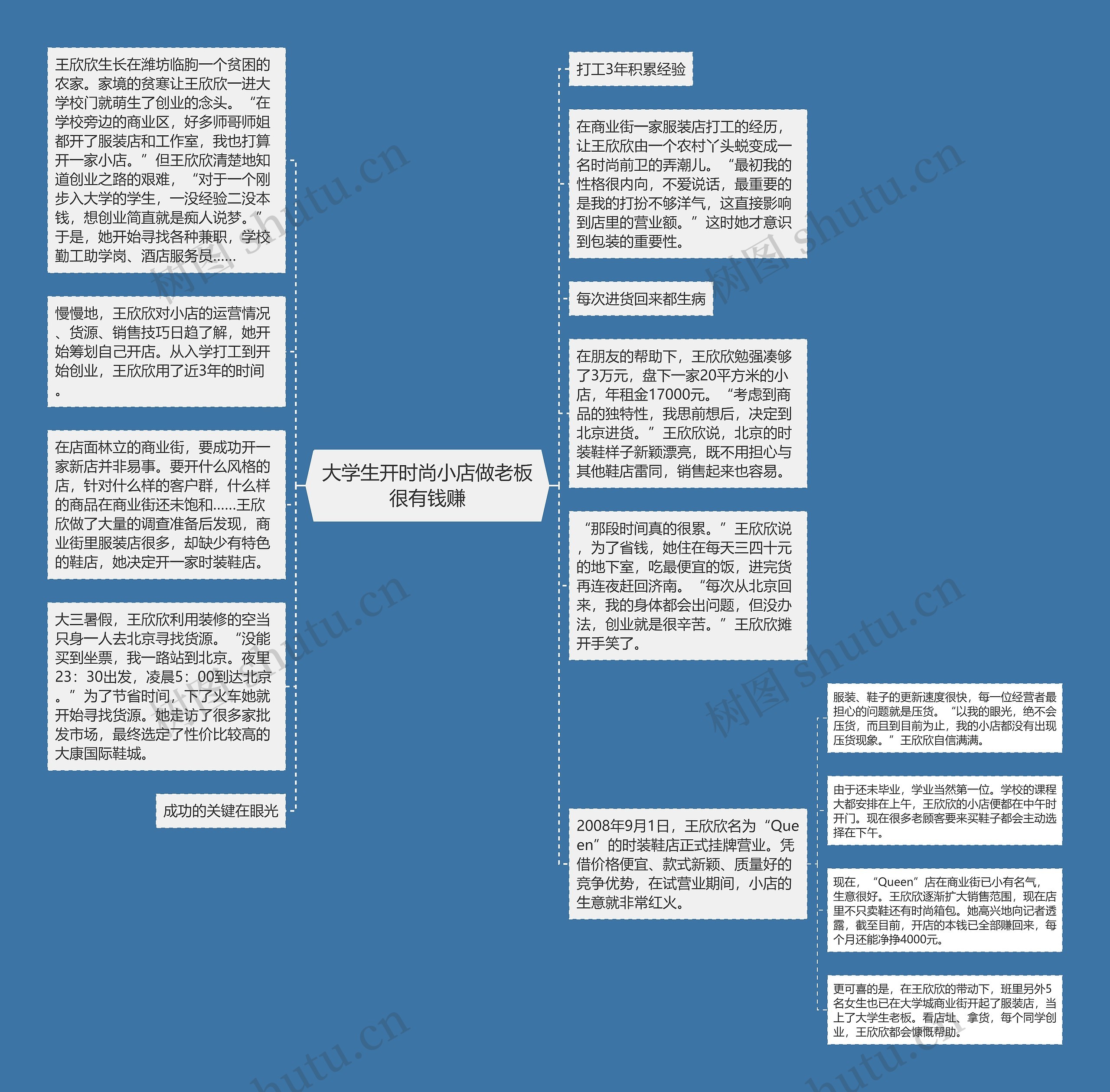 大学生开时尚小店做老板很有钱赚思维导图