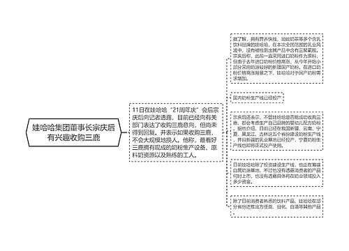 娃哈哈集团董事长宗庆后有兴趣收购三鹿