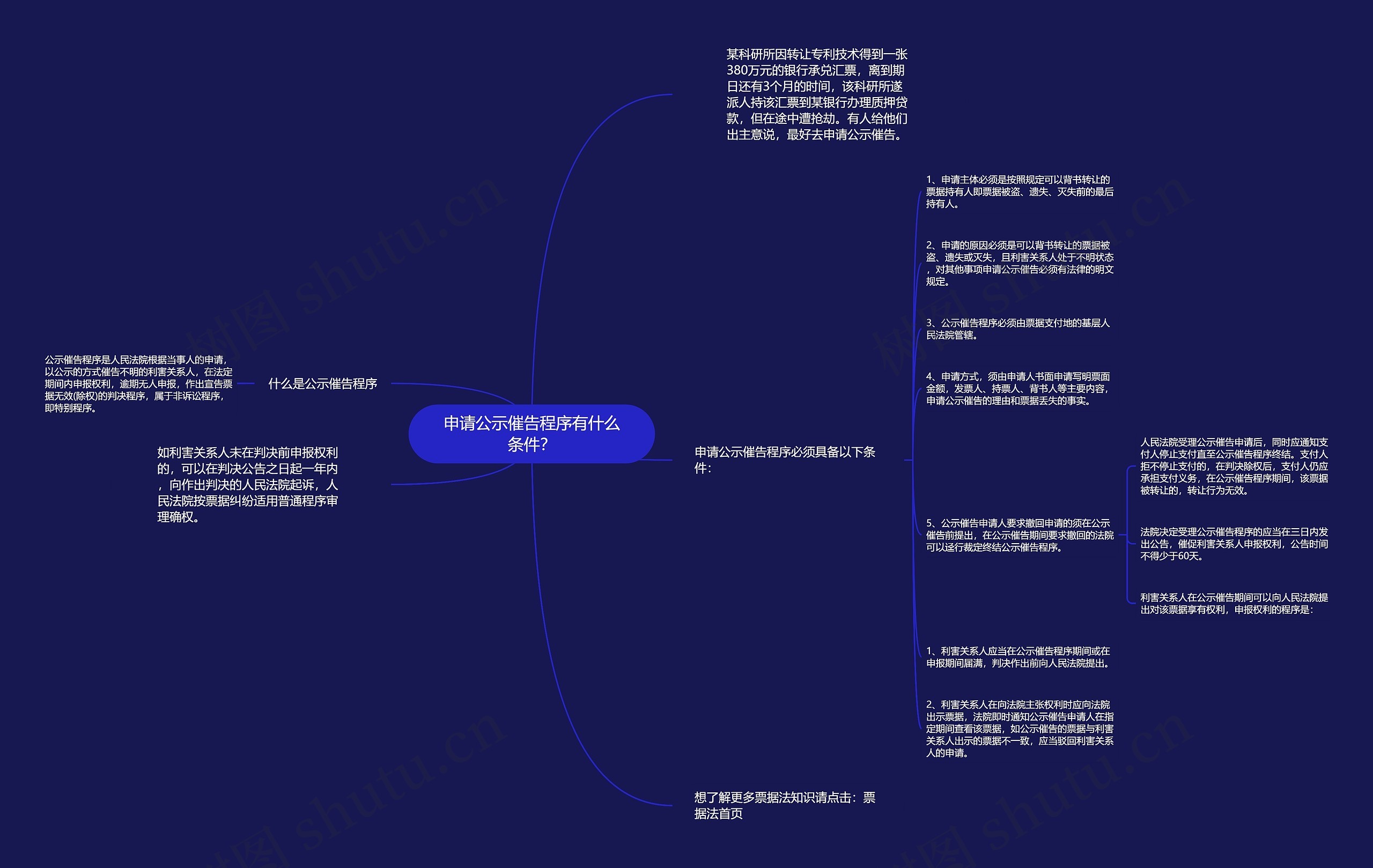 申请公示催告程序有什么条件？思维导图