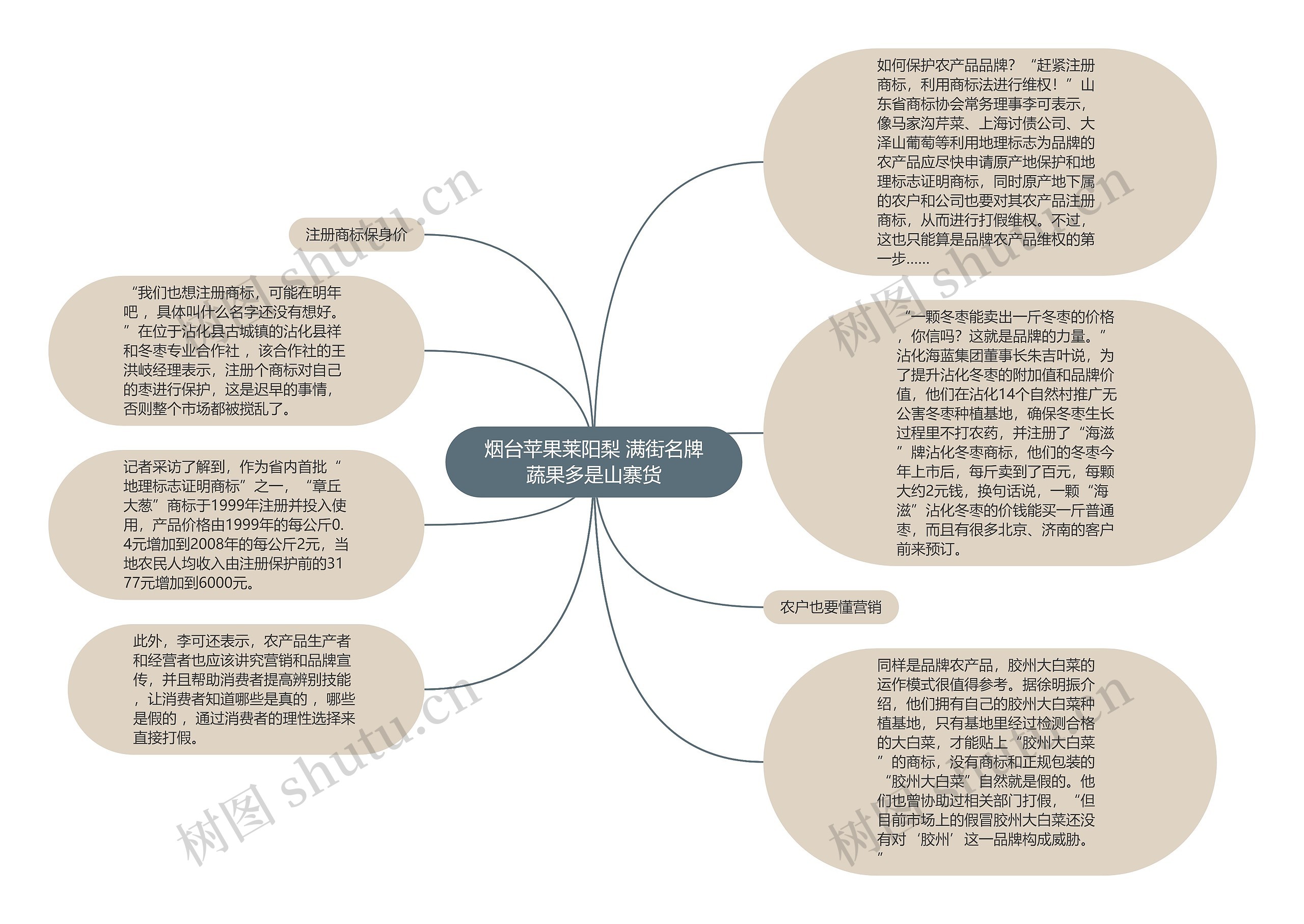 烟台苹果莱阳梨 满街名牌蔬果多是山寨货思维导图