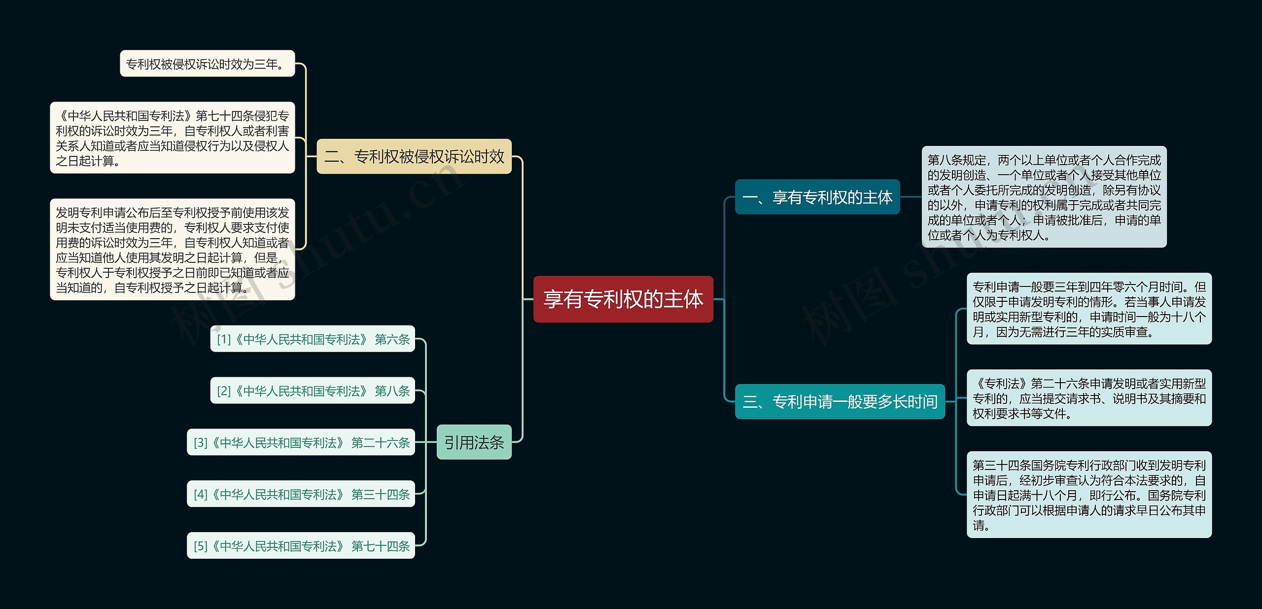 享有专利权的主体思维导图