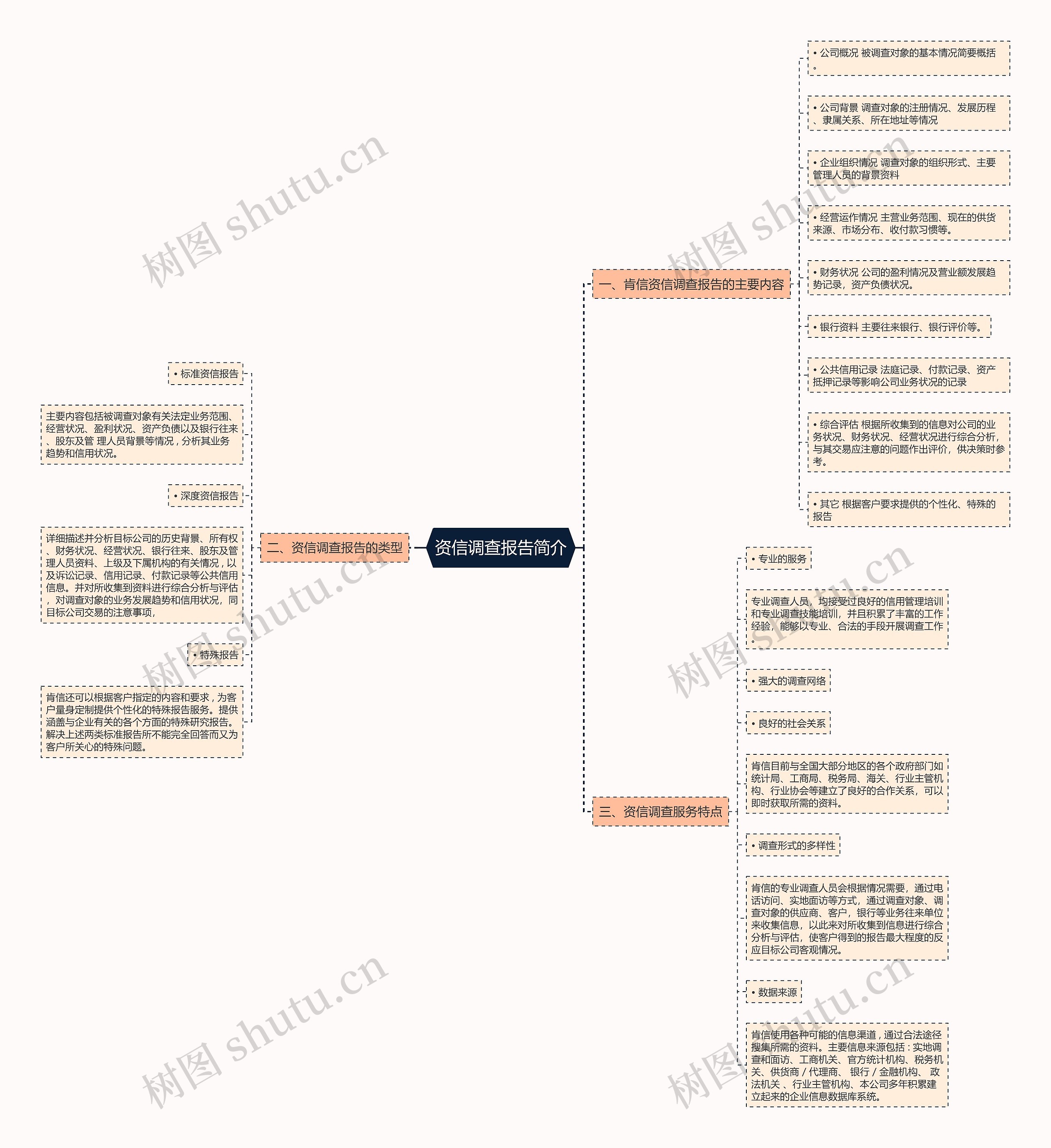 资信调查报告简介思维导图