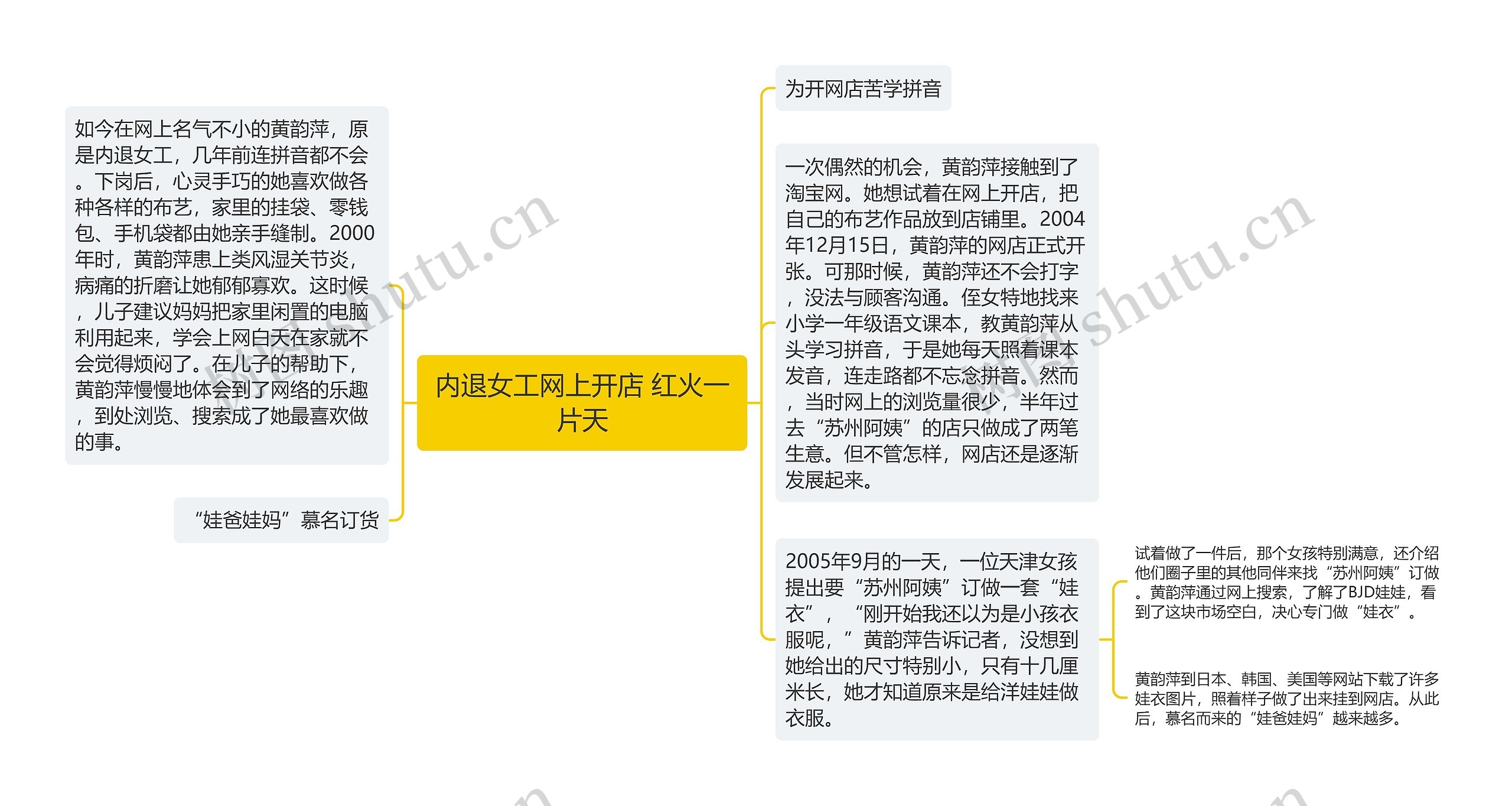 内退女工网上开店 红火一片天思维导图