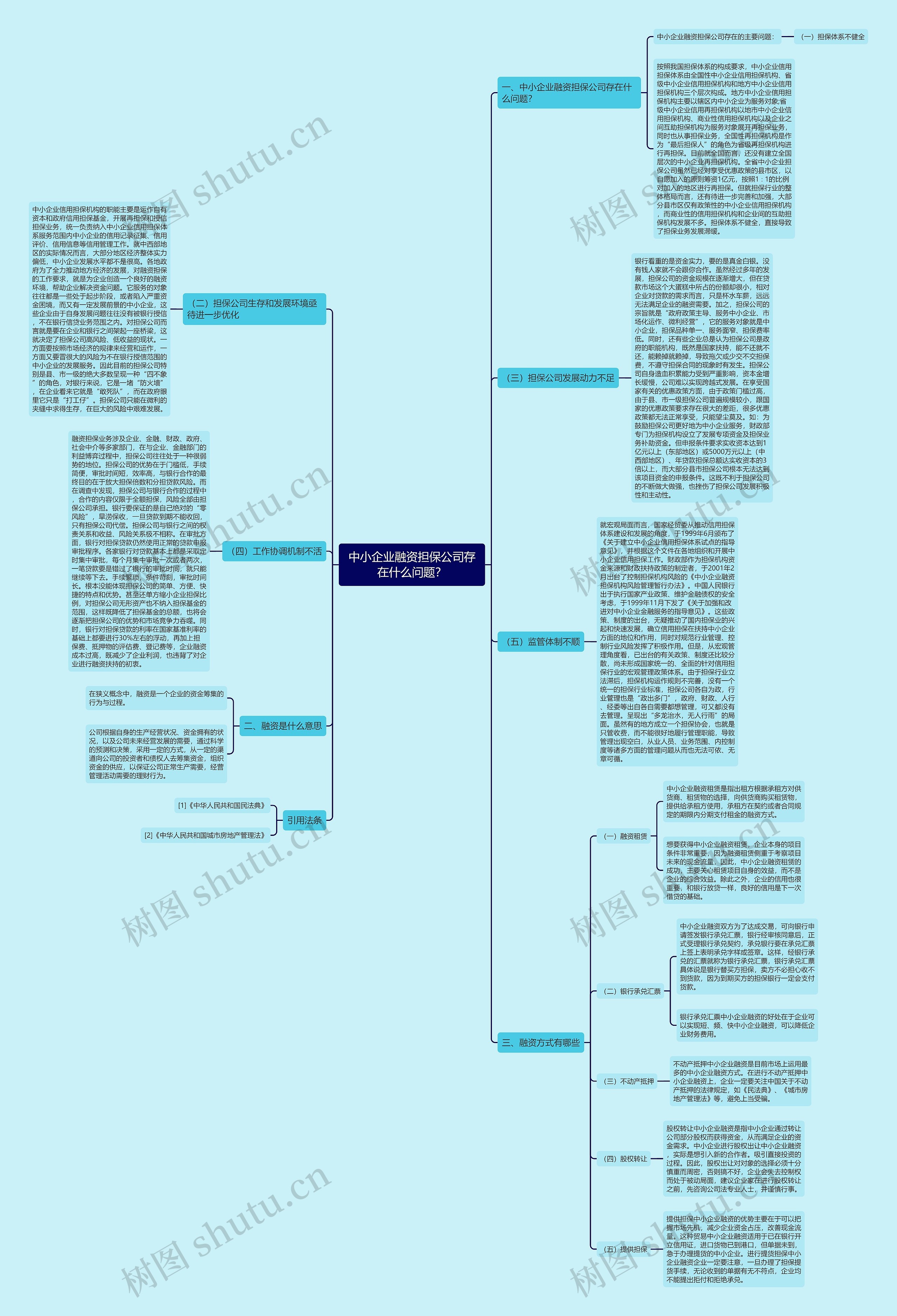 中小企业融资担保公司存在什么问题？思维导图