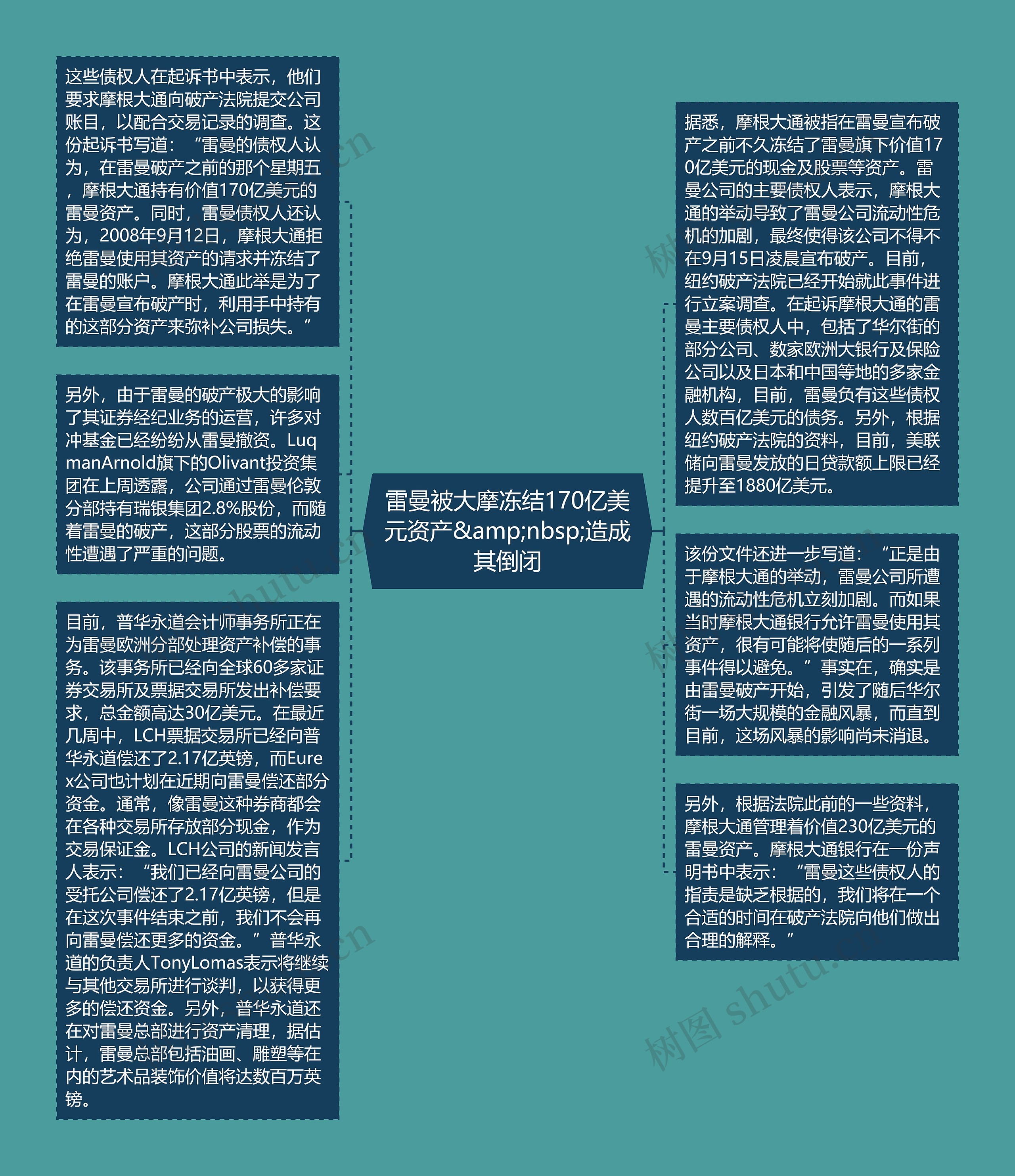 雷曼被大摩冻结170亿美元资产&amp;nbsp;造成其倒闭思维导图