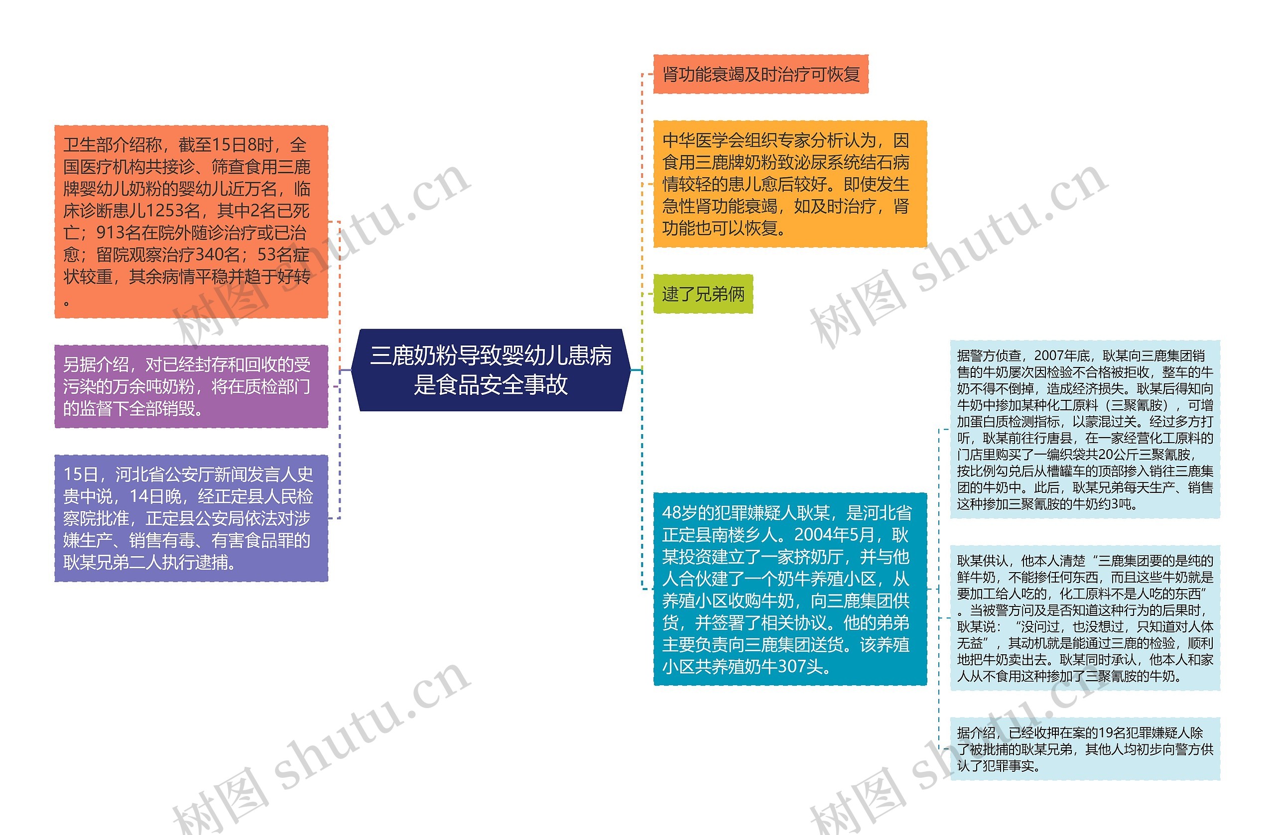 三鹿奶粉导致婴幼儿患病是食品安全事故思维导图