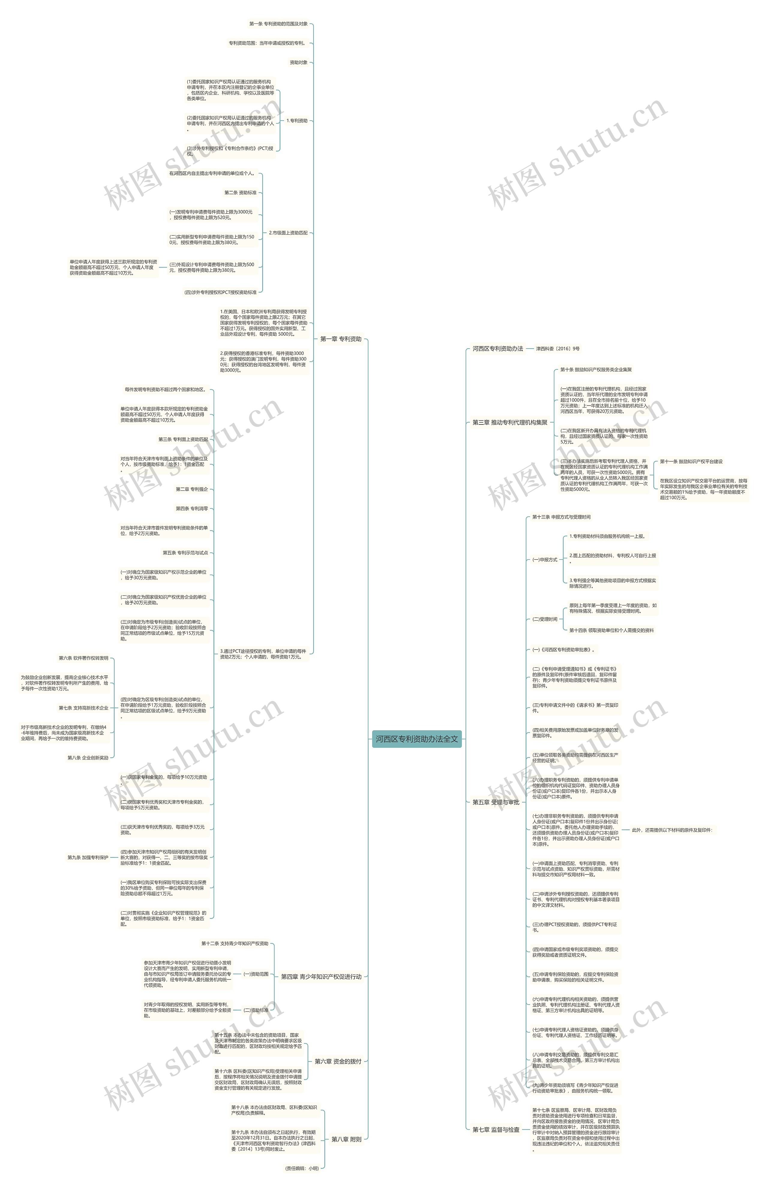 河西区专利资助办法全文思维导图