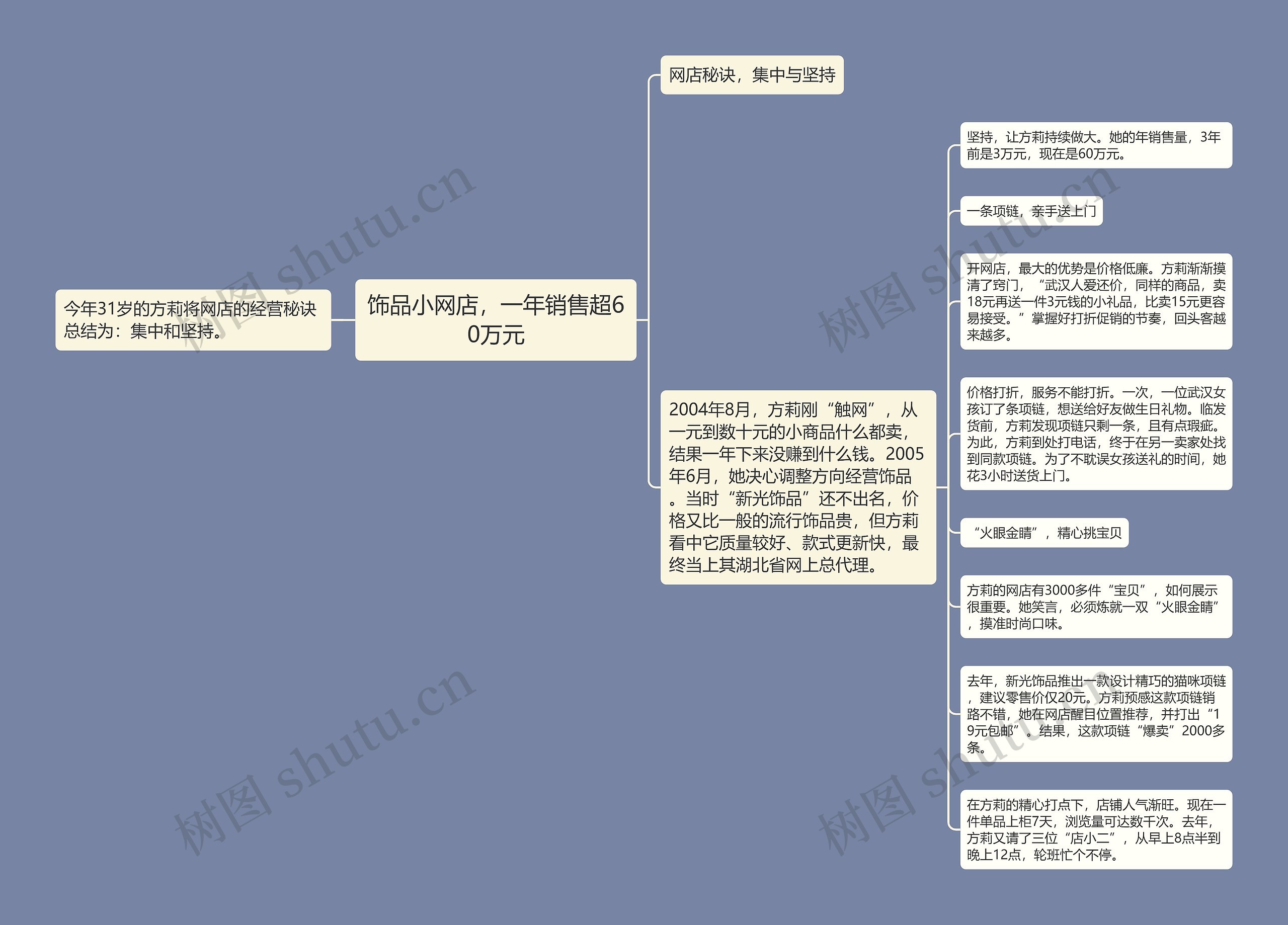 饰品小网店，一年销售超60万元思维导图