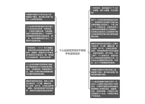 个人投资经营贷款不得用于权益性投资