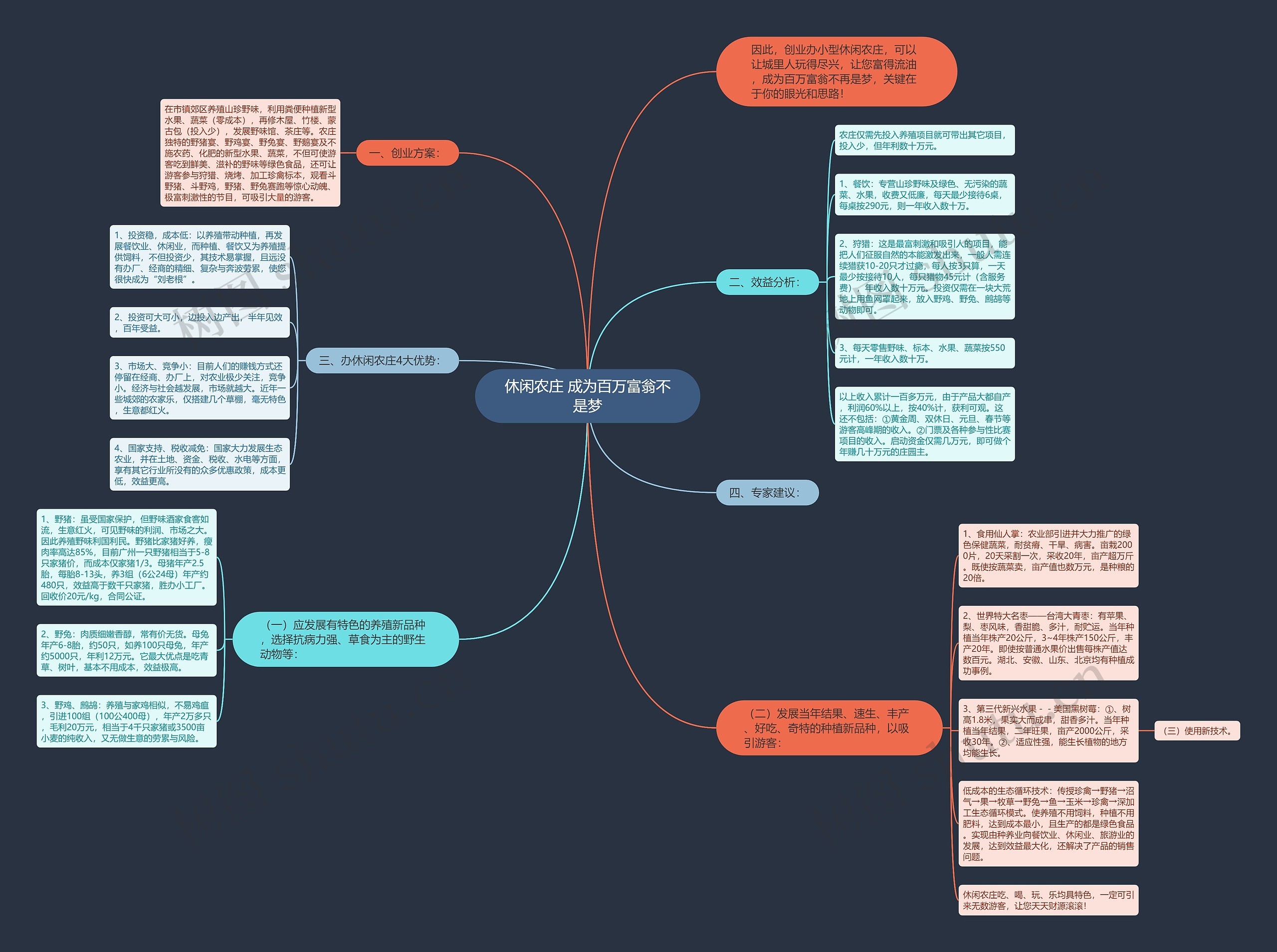 休闲农庄 成为百万富翁不是梦思维导图