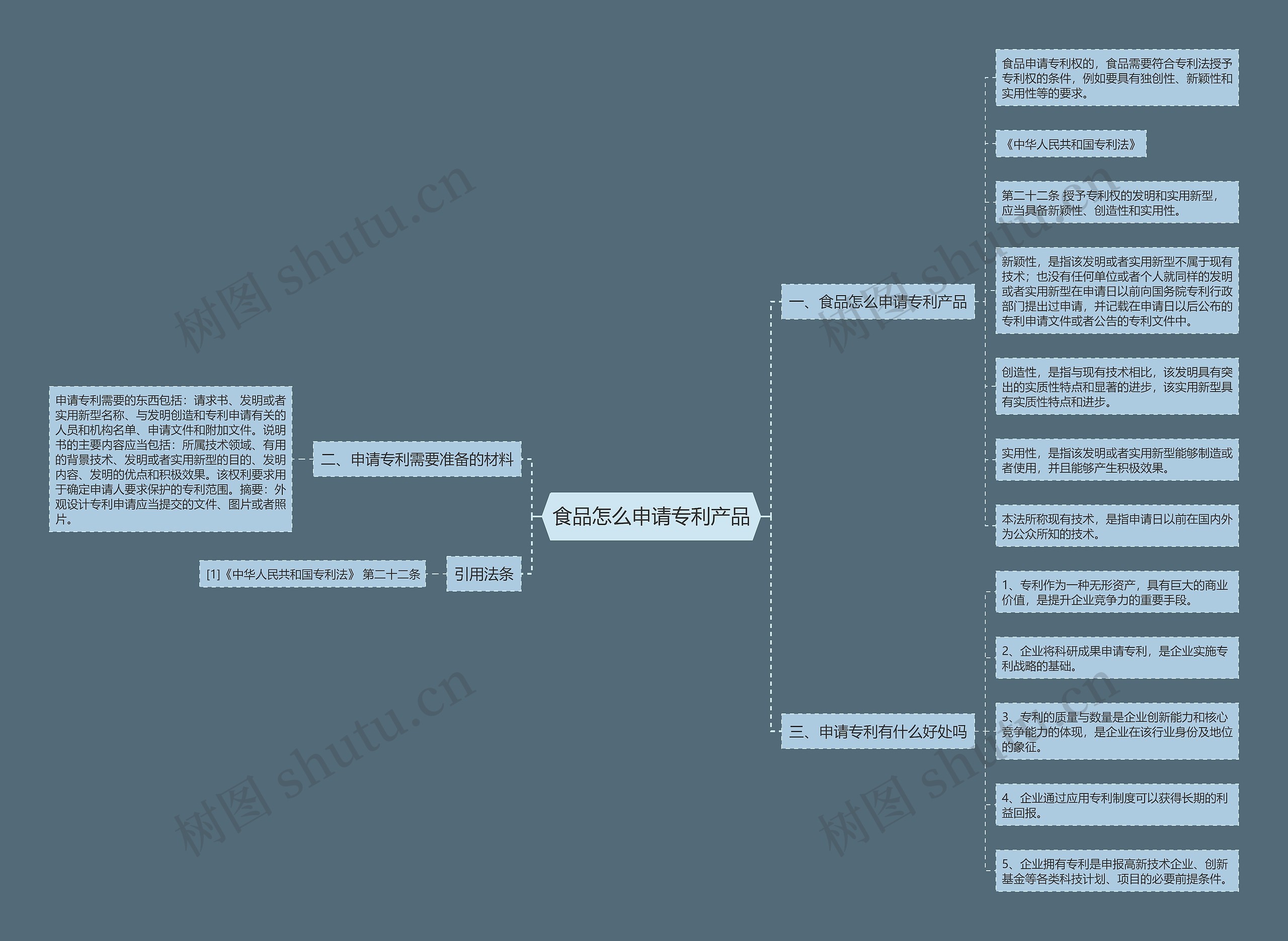 食品怎么申请专利产品思维导图