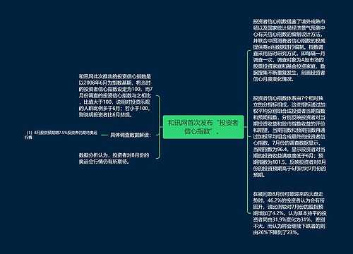 和讯网首次发布“投资者信心指数”。