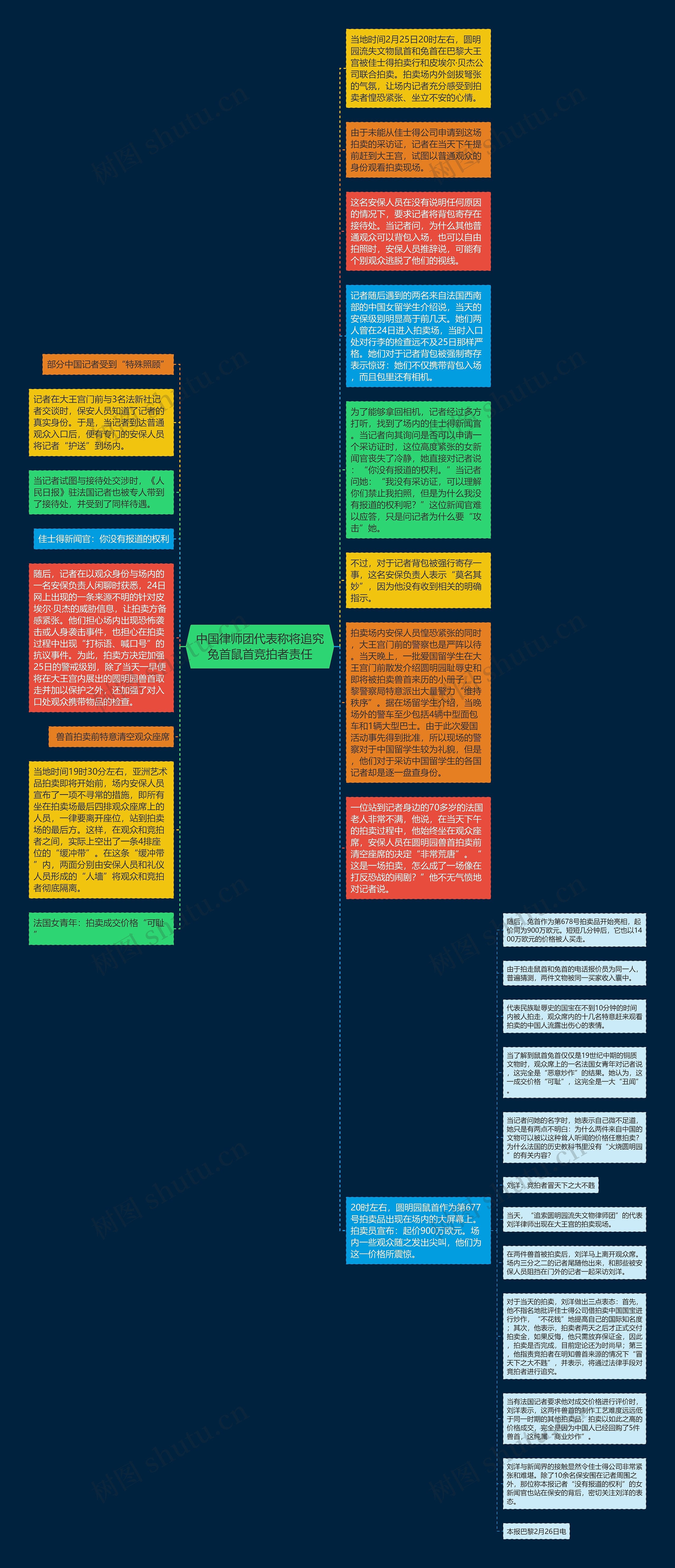 中国律师团代表称将追究兔首鼠首竞拍者责任思维导图