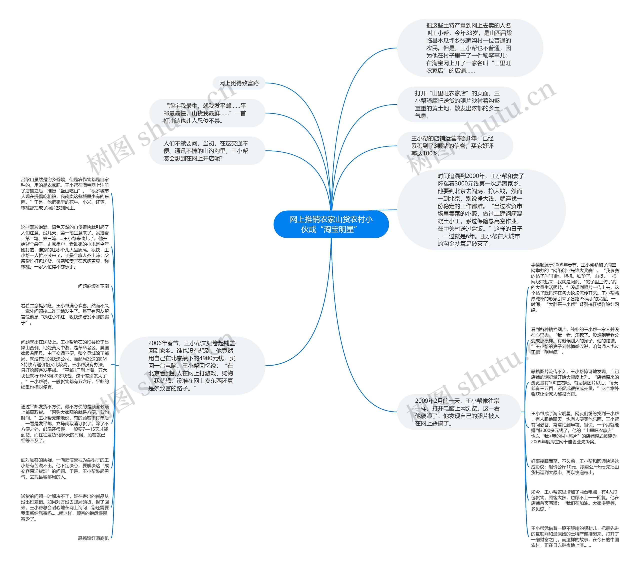 网上推销农家山货农村小伙成“淘宝明星”思维导图