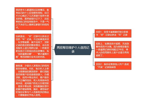 两招帮您维护个人信用记录