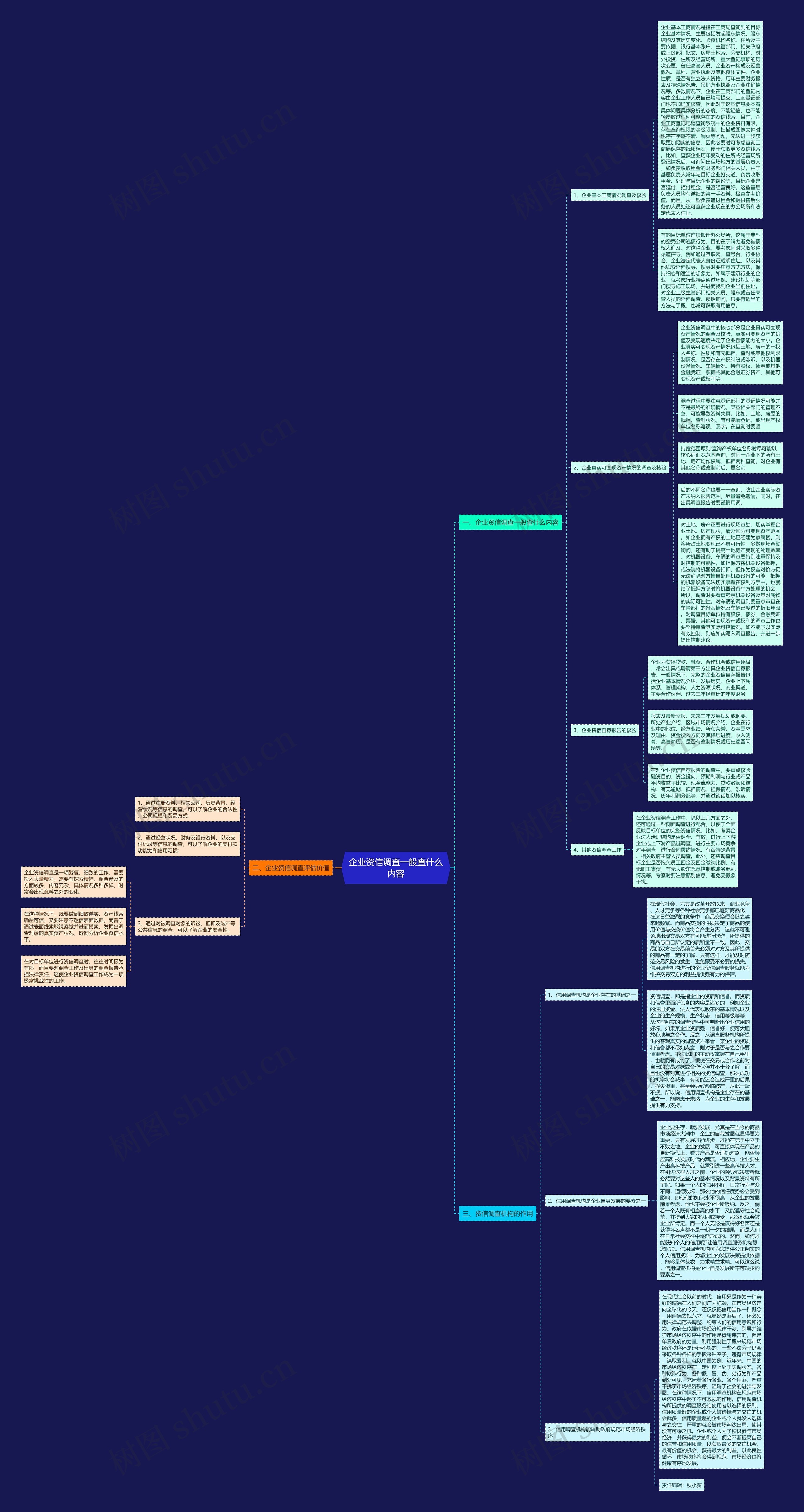 企业资信调查一般查什么内容思维导图