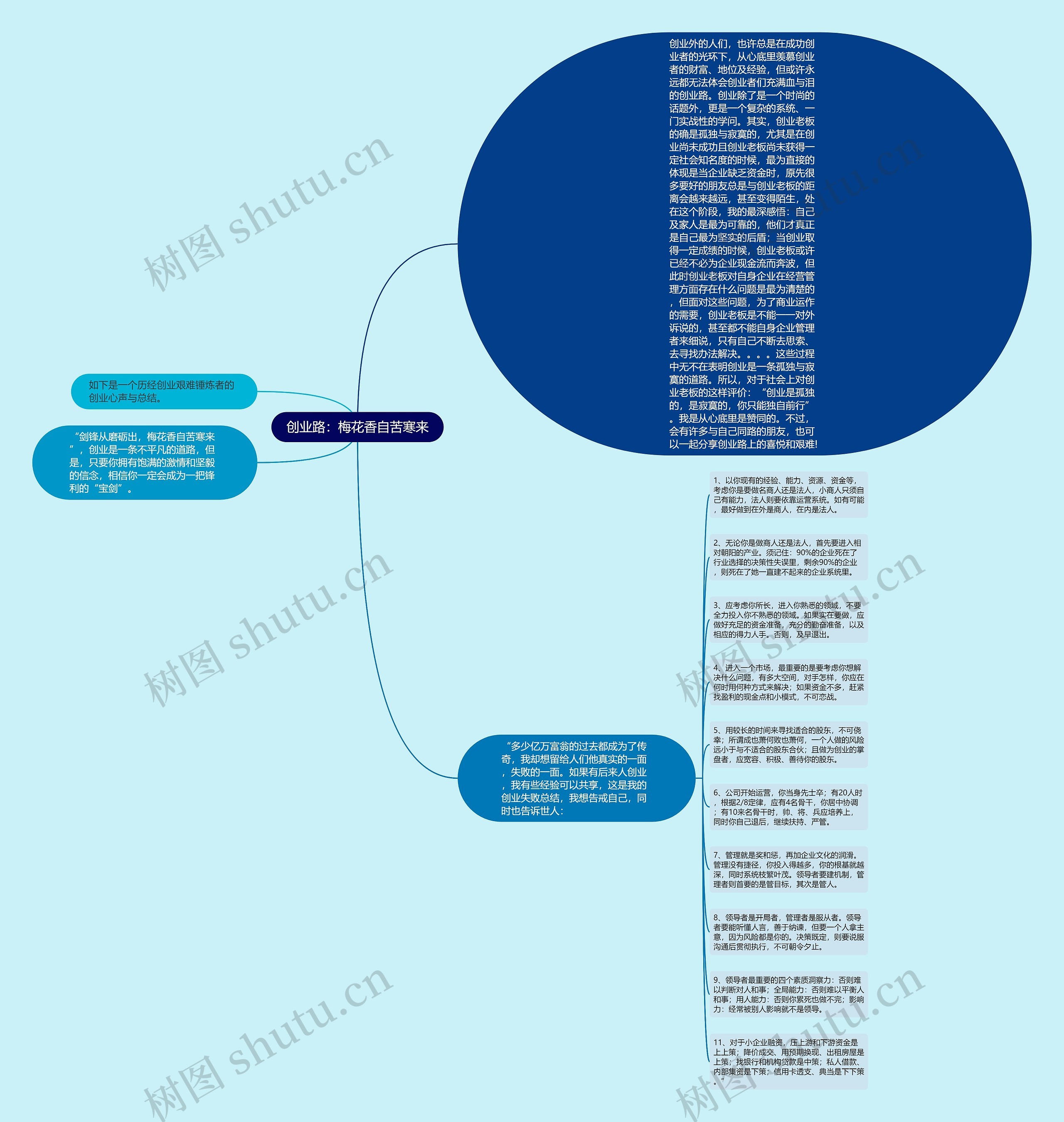 创业路：梅花香自苦寒来思维导图