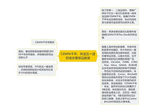 CEMNI千年，珠宝五一进驻南京奢侈品殿堂