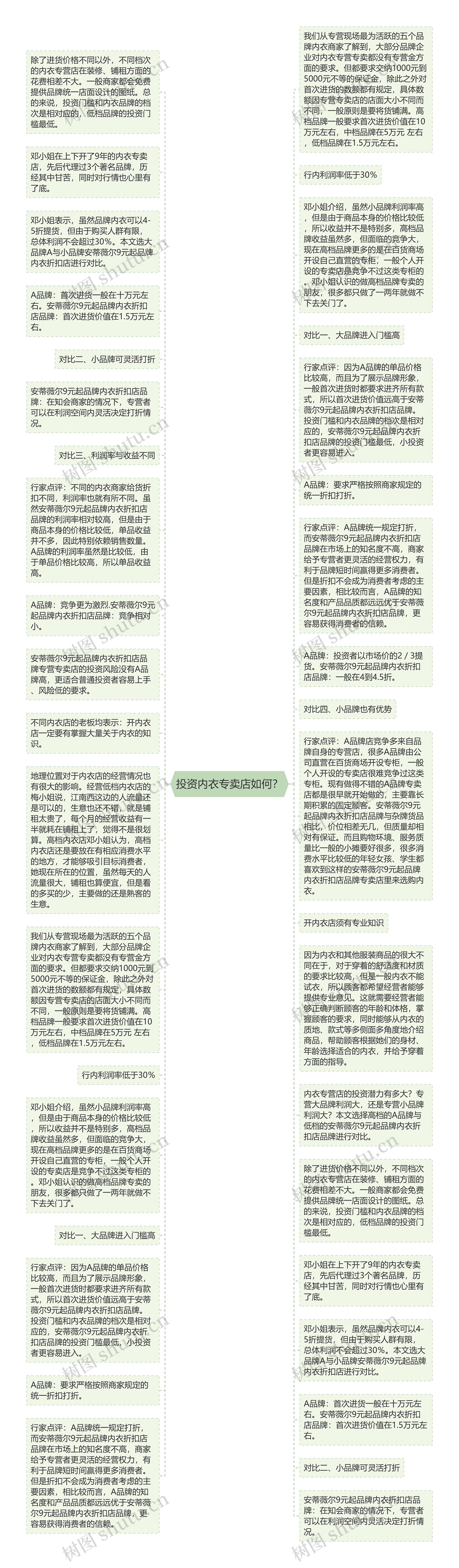 投资内衣专卖店如何？思维导图