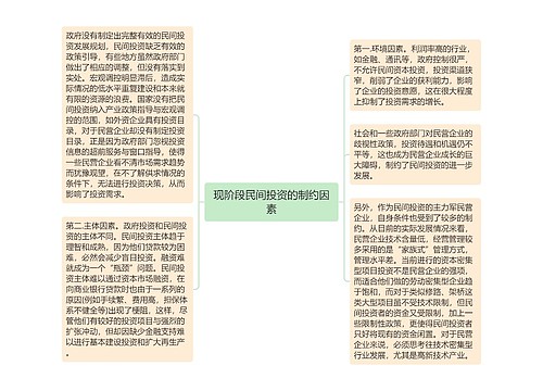 现阶段民间投资的制约因素