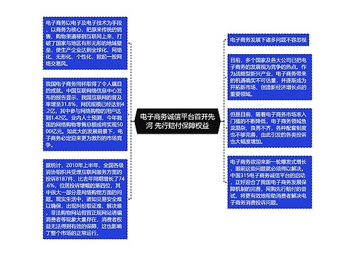 电子商务诚信平台首开先河 先行赔付保障权益