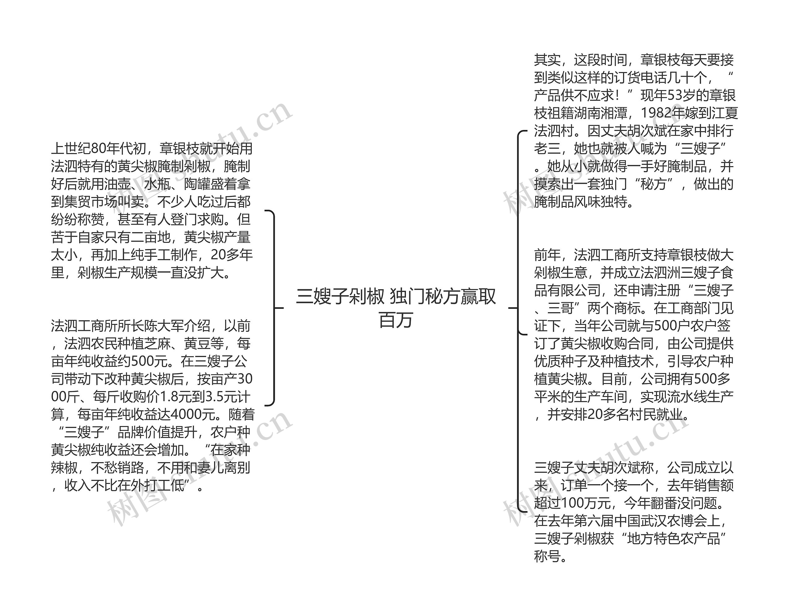 三嫂子剁椒 独门秘方赢取百万思维导图