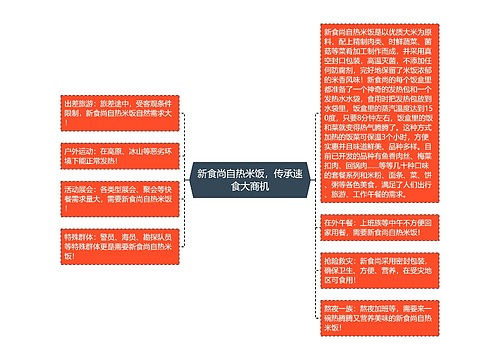 新食尚自热米饭，传承速食大商机