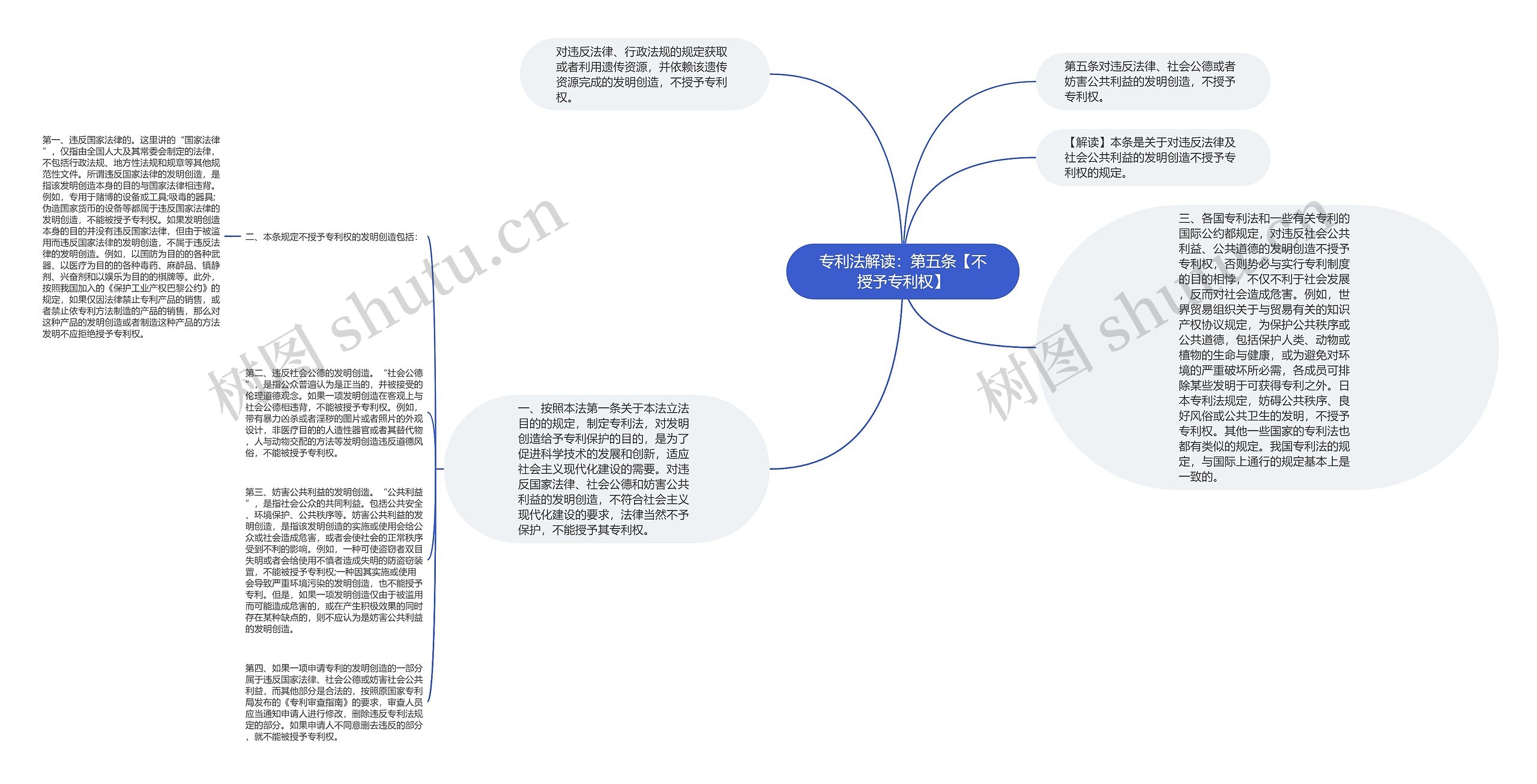 专利法解读：第五条【不授予专利权】思维导图