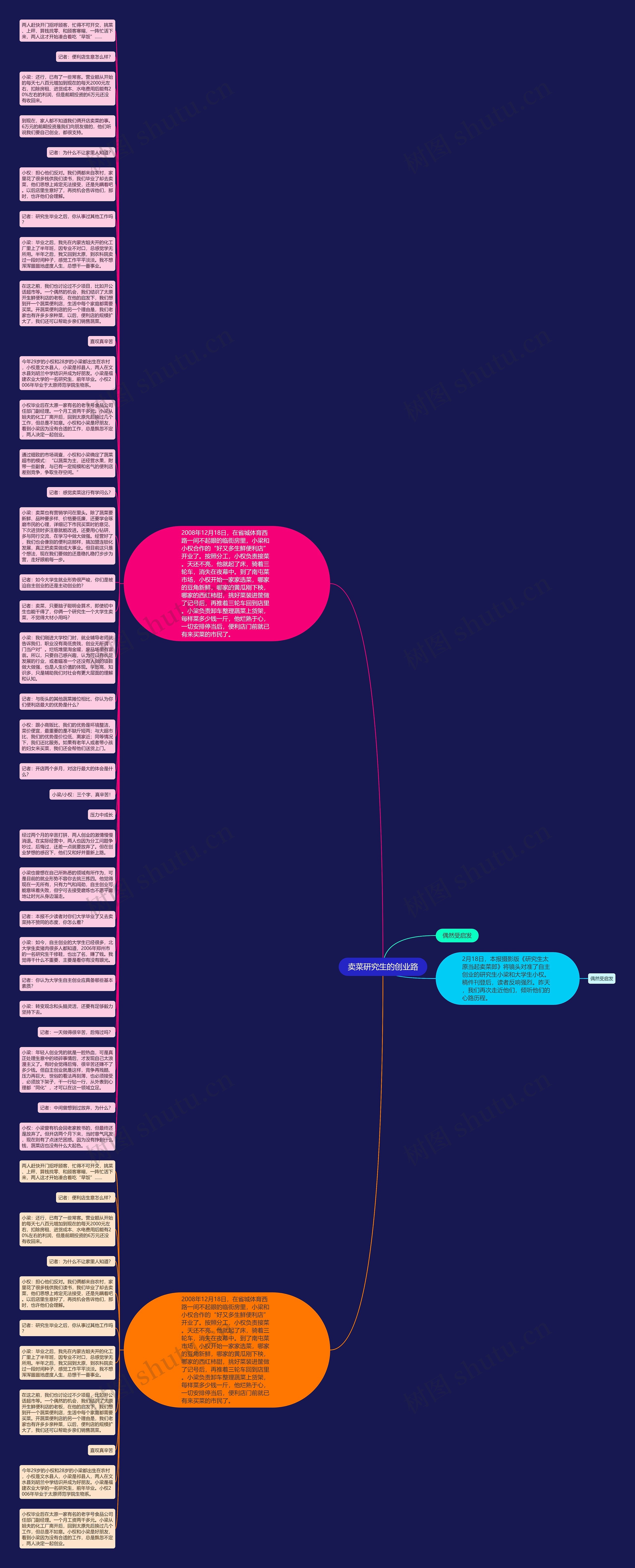 卖菜研究生的创业路思维导图