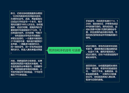 同济协和手机挂号 可退费