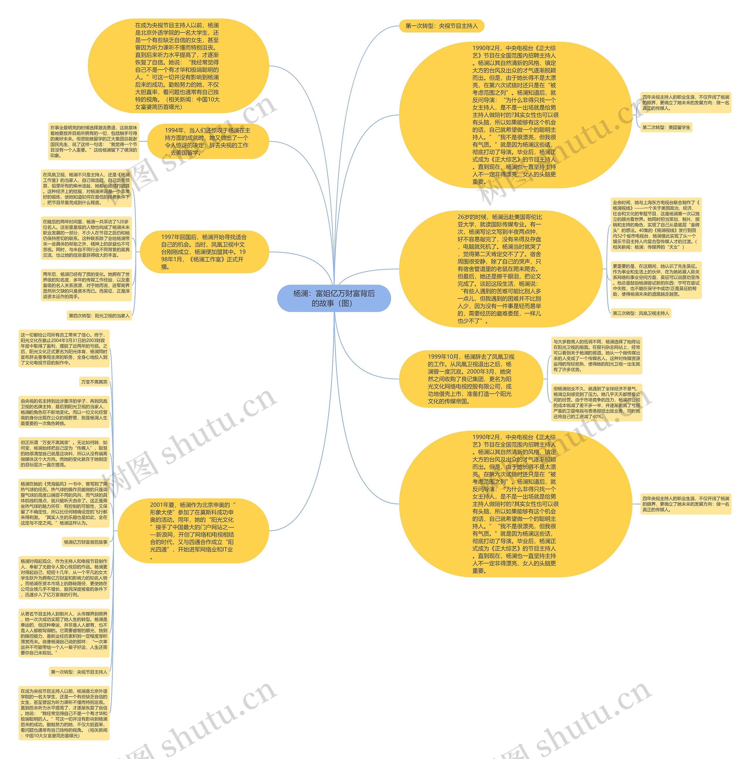 杨澜：富姐亿万财富背后的故事（图）思维导图