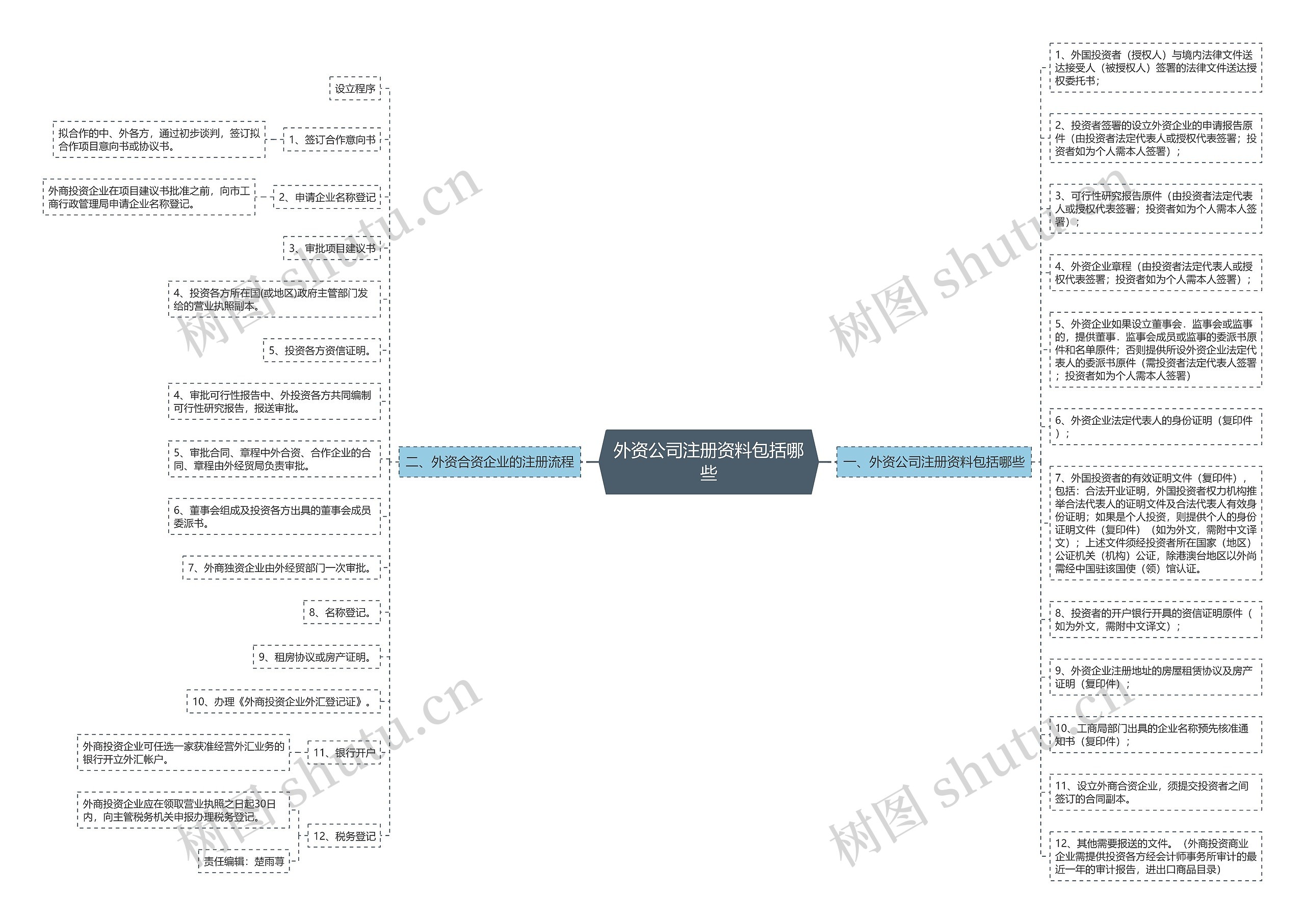 外资公司注册资料包括哪些思维导图