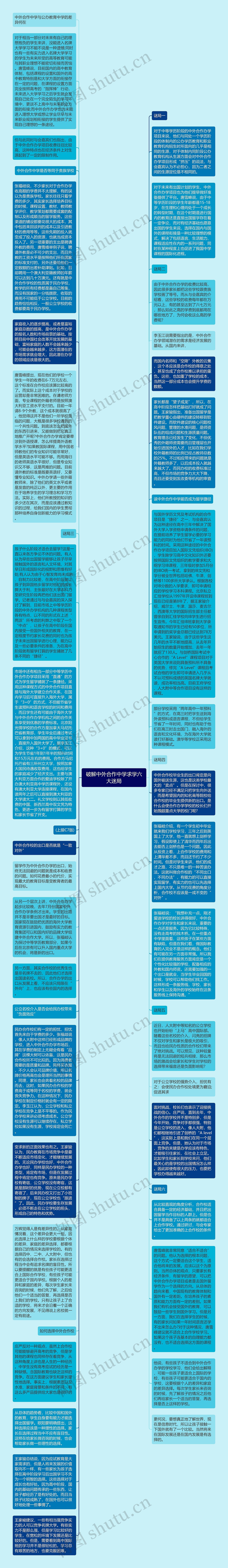 破解中外合作中学求学六大迷局思维导图